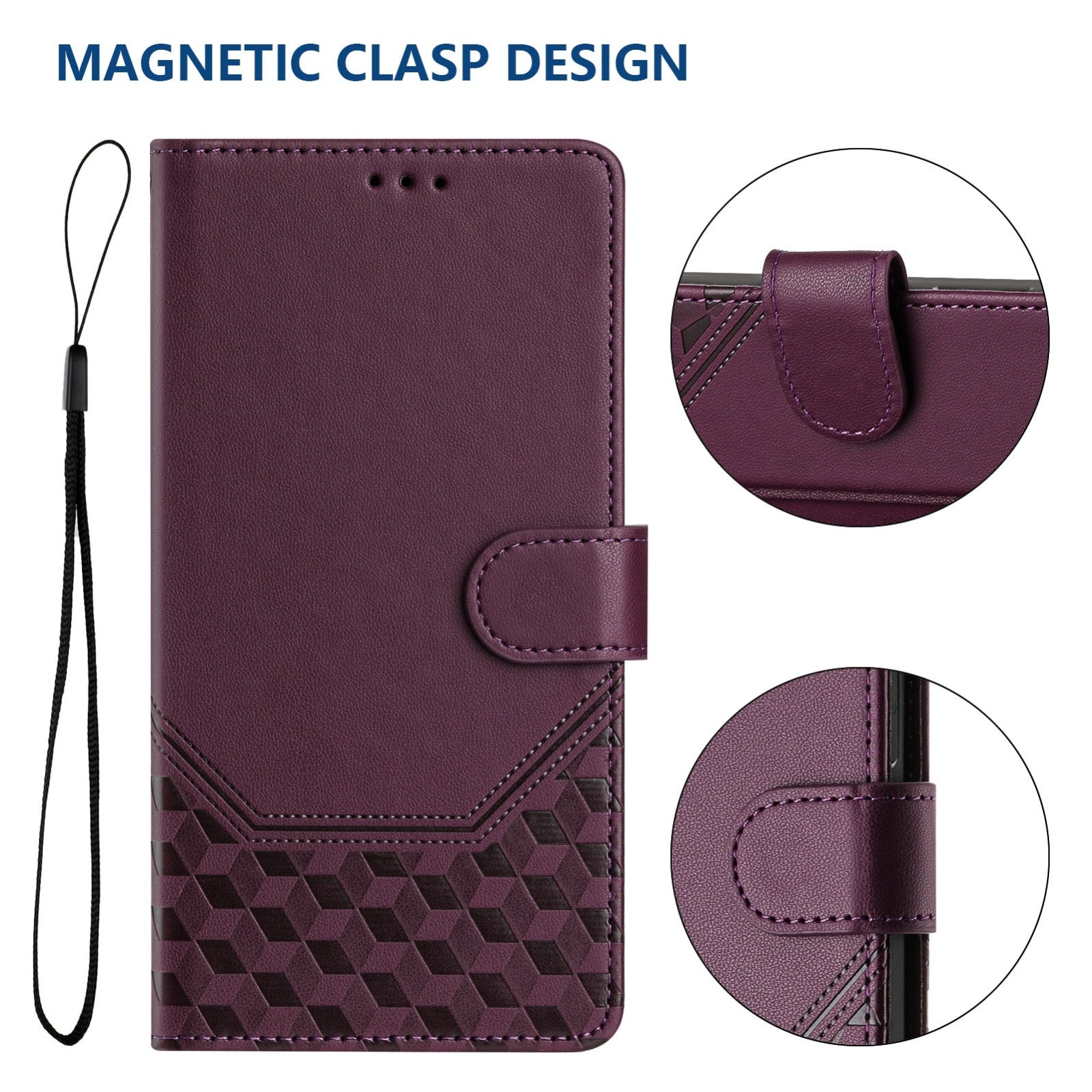 For Redmi 14C 4G Honeycomb Embossing RFID Leather Phone Case(Violet)