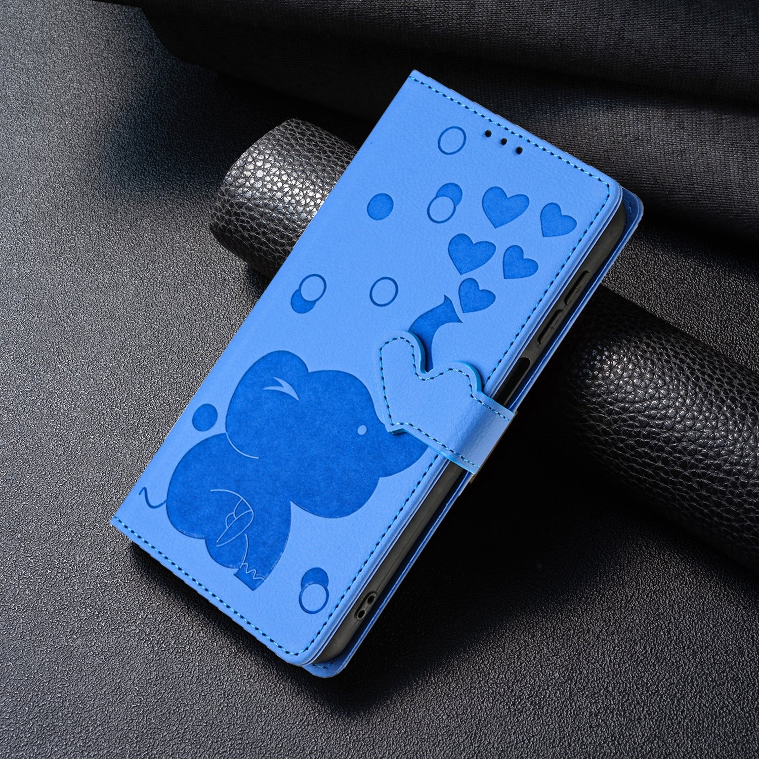 For Redmi 14C 4G Cartoon Elephant Embossed Leather Phone Case(Blue)