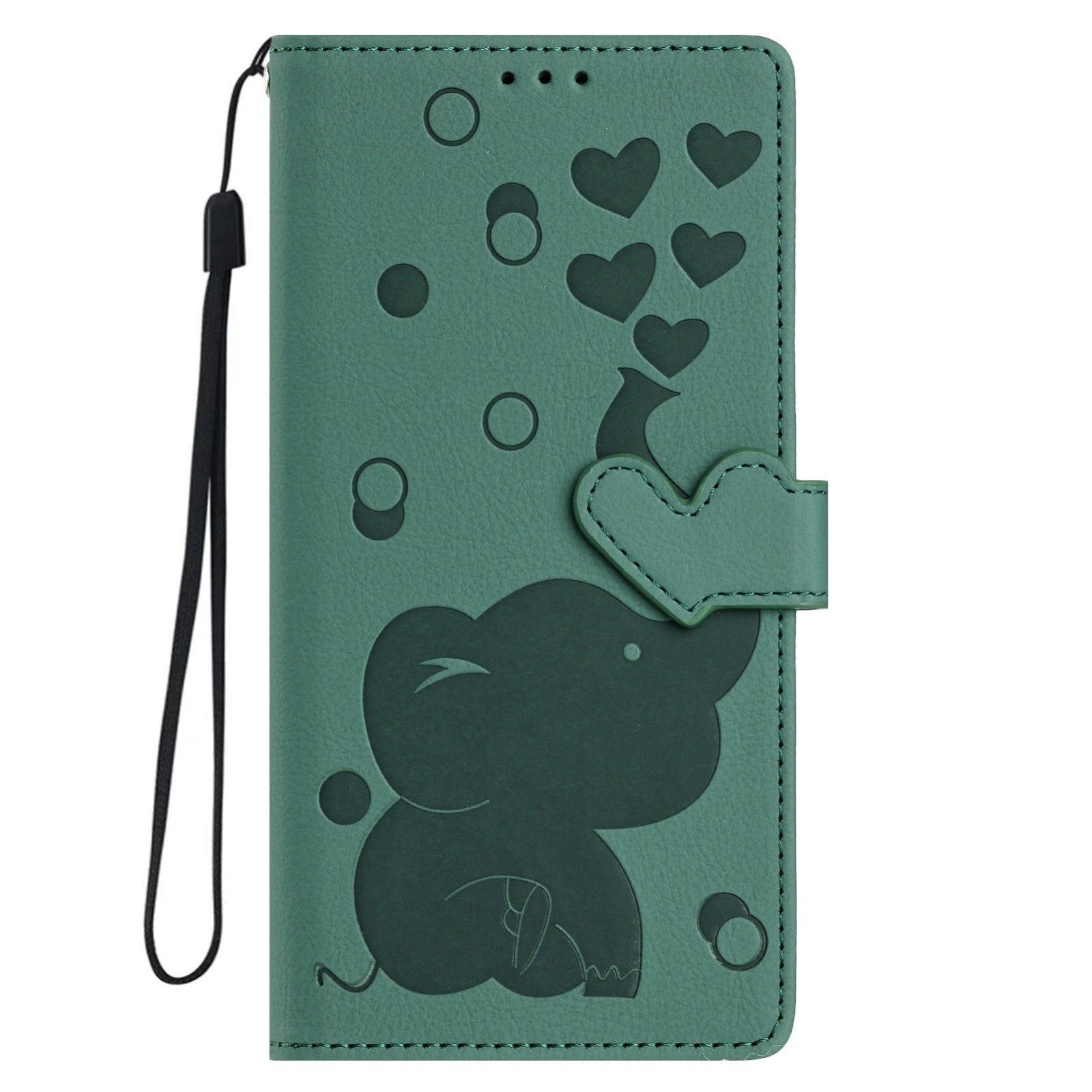 For Redmi 14C 4G Cartoon Elephant Embossed Leather Phone Case(Green)