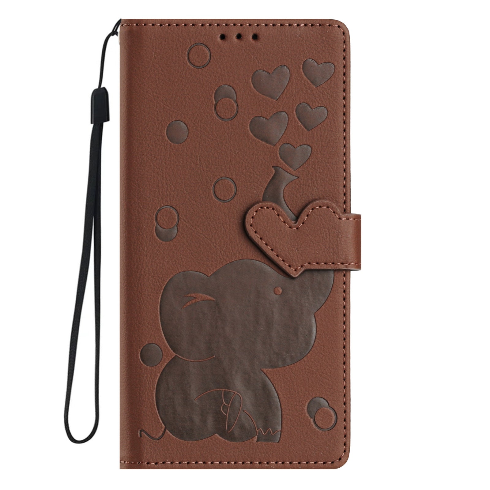 For Redmi 14C 4G Cartoon Elephant Embossed Leather Phone Case(Brown)