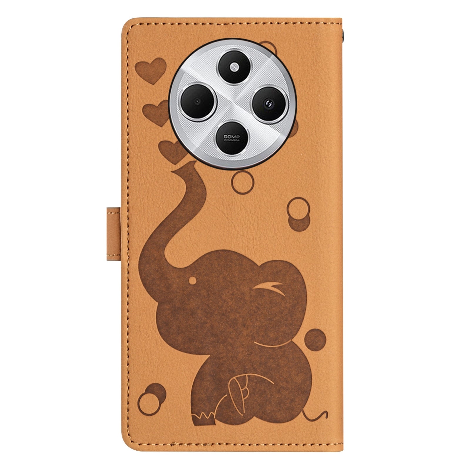 For Redmi 14C 4G Cartoon Elephant Embossed Leather Phone Case(Yellow)