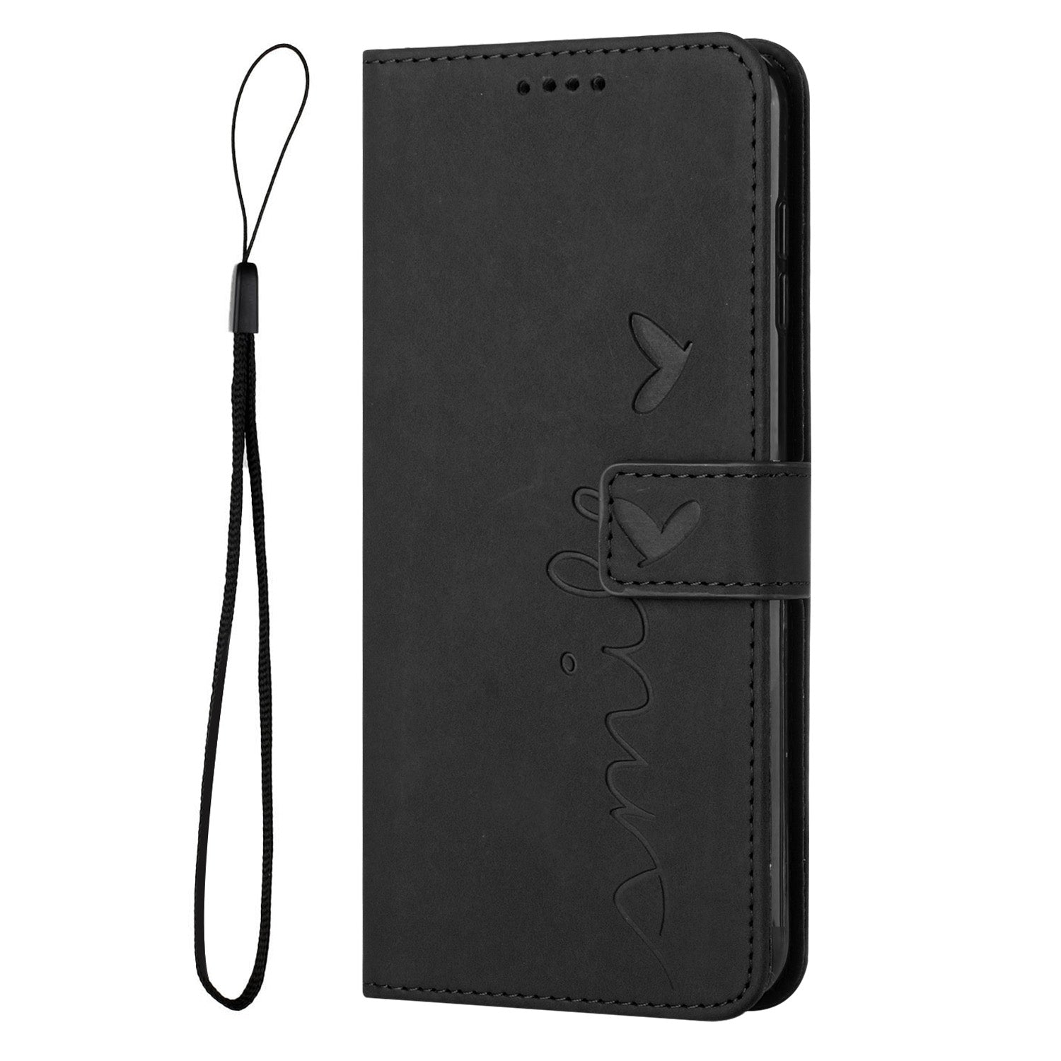 For Redmi 14C 4G Skin Feel Heart Embossed Leather Phone Case(Black)