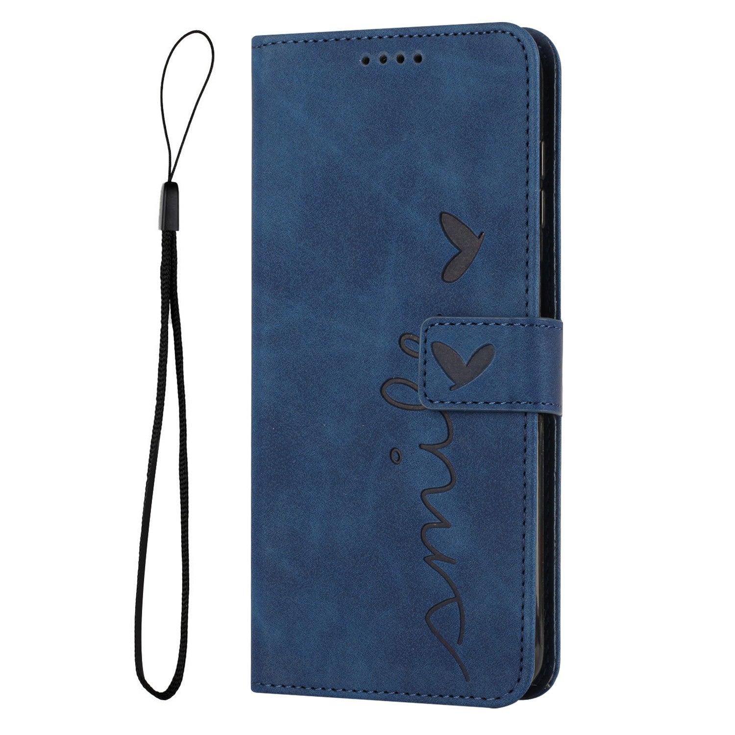 For Redmi 14C 4G Skin Feel Heart Embossed Leather Phone Case(Blue)