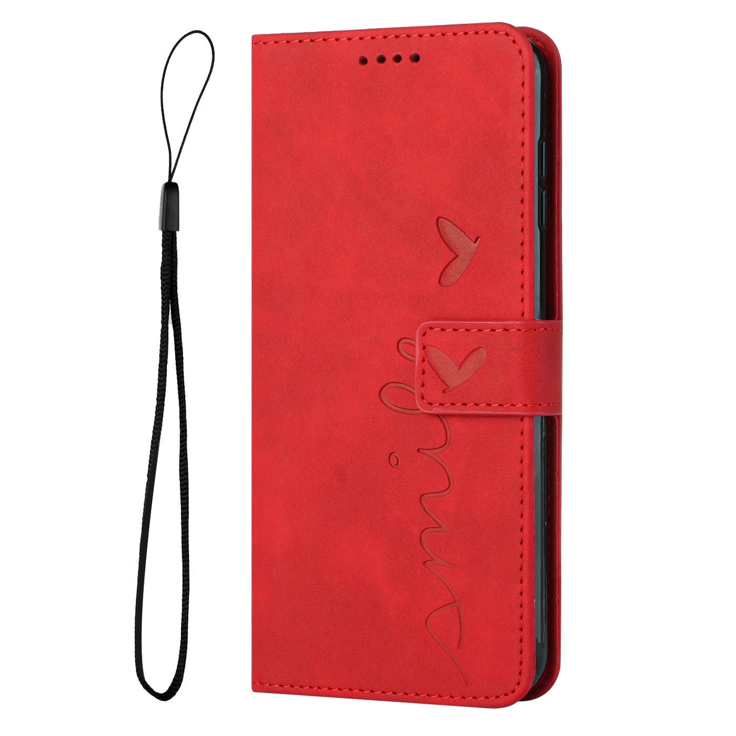 For Redmi 14C 4G Skin Feel Heart Embossed Leather Phone Case(Red)