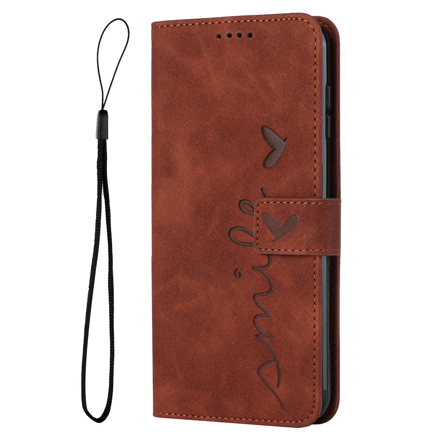 For Redmi 14C 4G Skin Feel Heart Embossed Leather Phone Case(Brown)