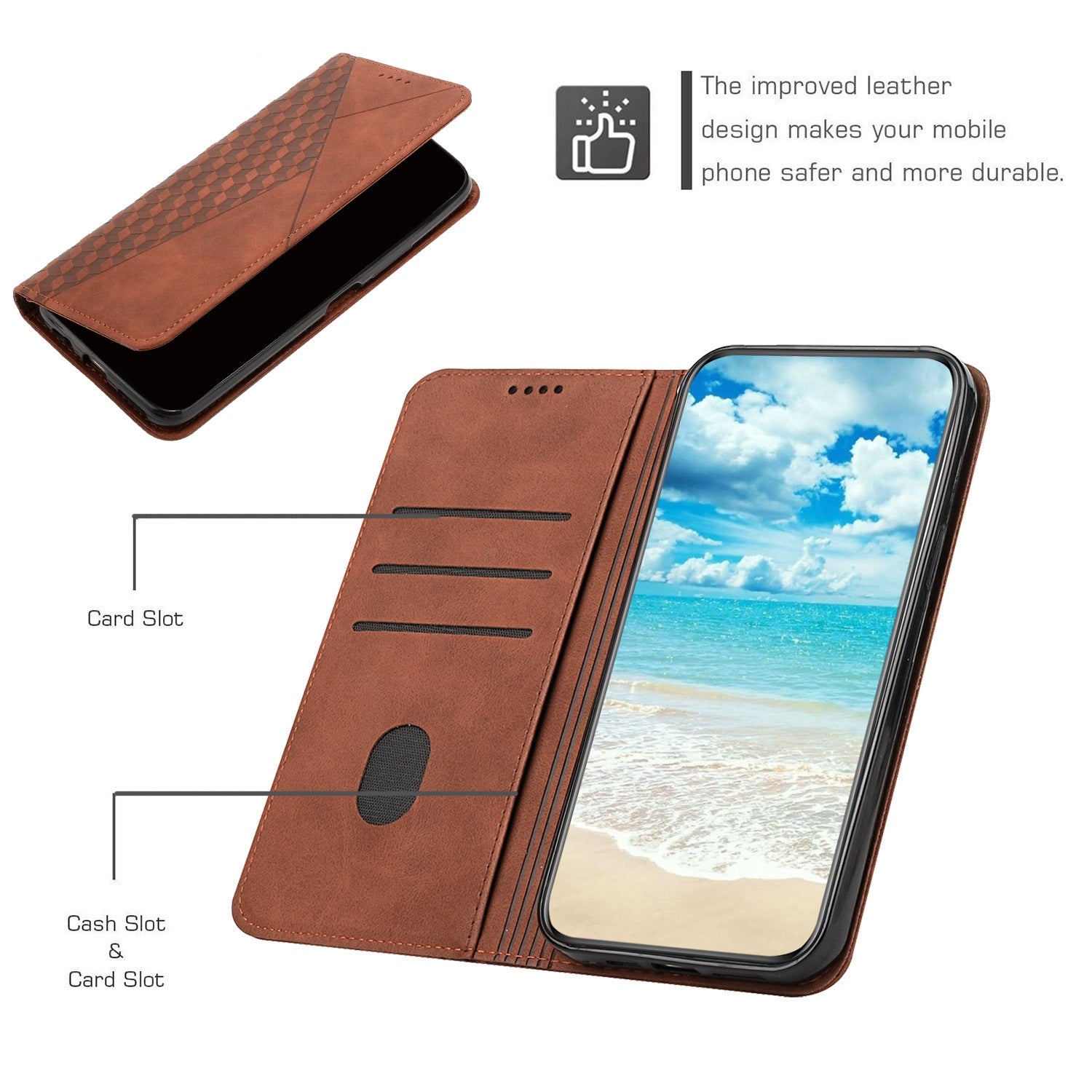 For Redmi 14C 4G Diamond Splicing Skin Feel Magnetic Leather Phone Case(Brown)