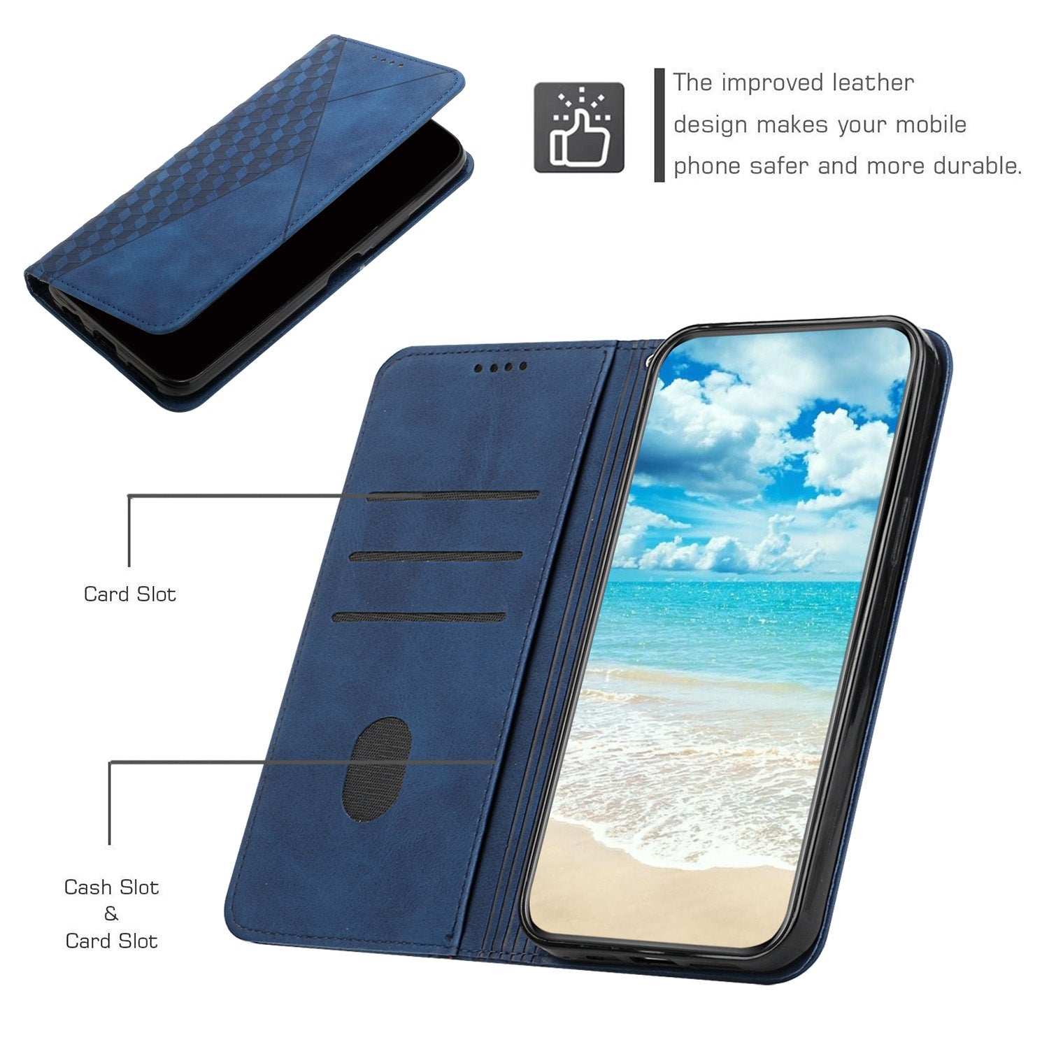 For Redmi 14C 4G Diamond Splicing Skin Feel Magnetic Leather Phone Case(Blue)