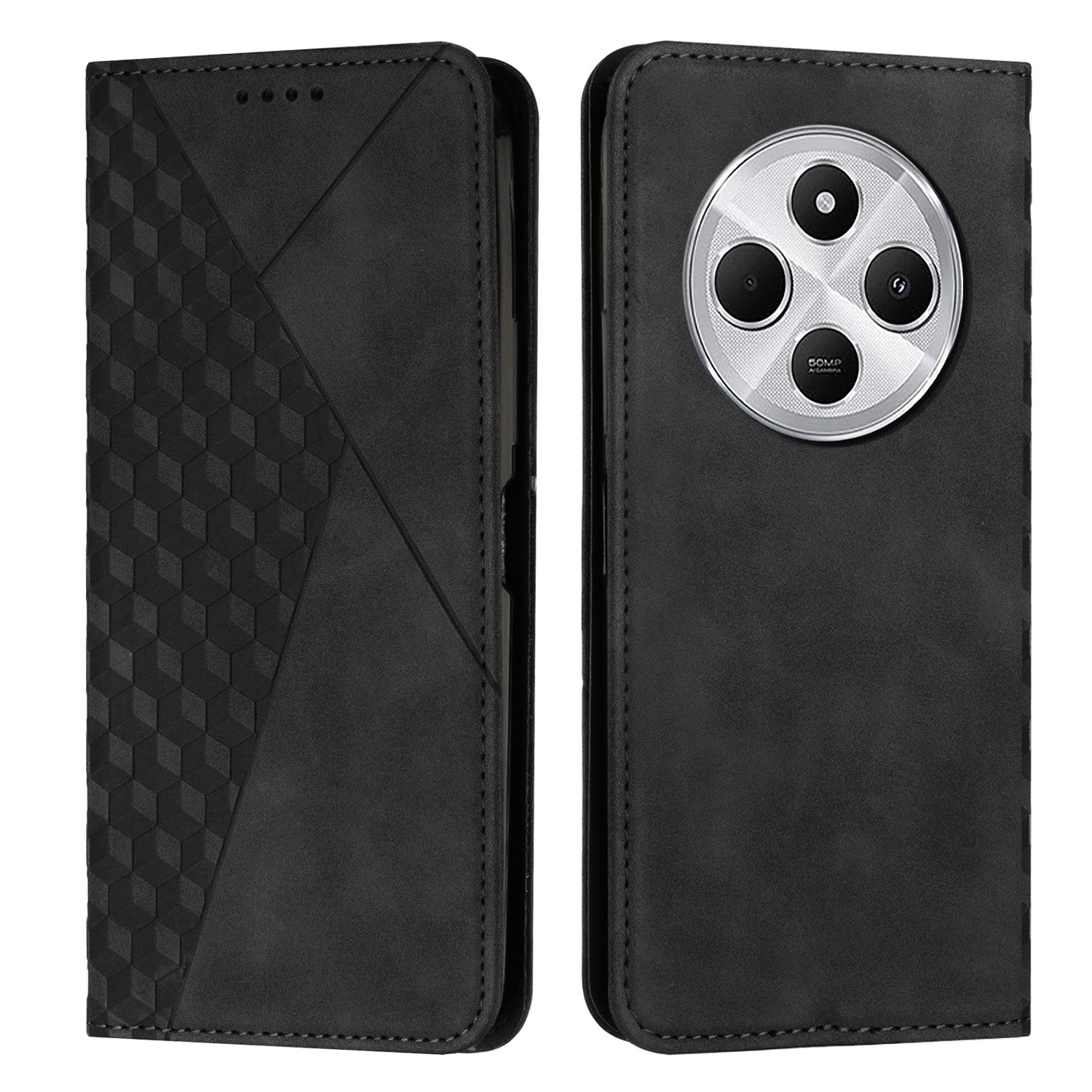 For Redmi 14C 4G Diamond Splicing Skin Feel Magnetic Leather Phone Case(Black)