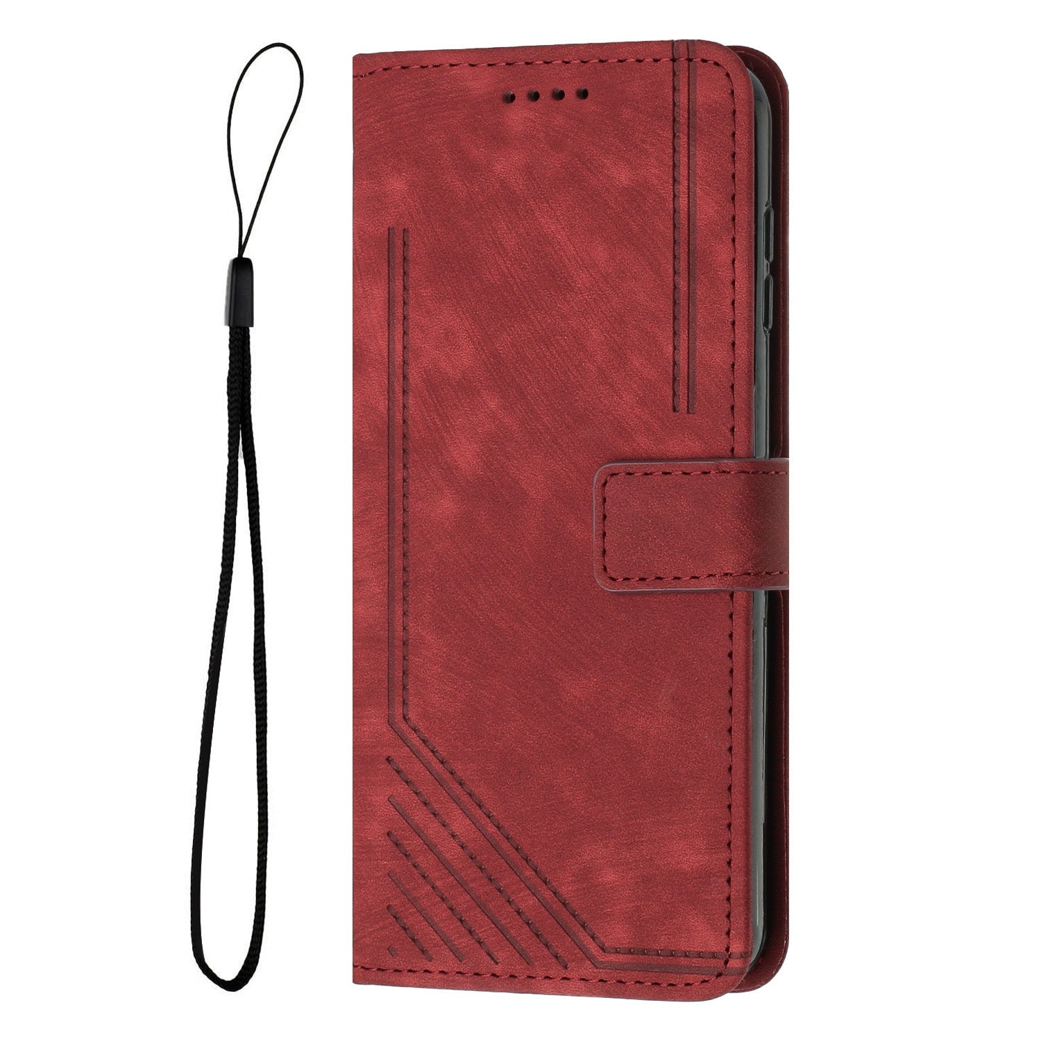 For Redmi 14C 4G Skin Feel Stripe Pattern Leather Phone Case(Red)