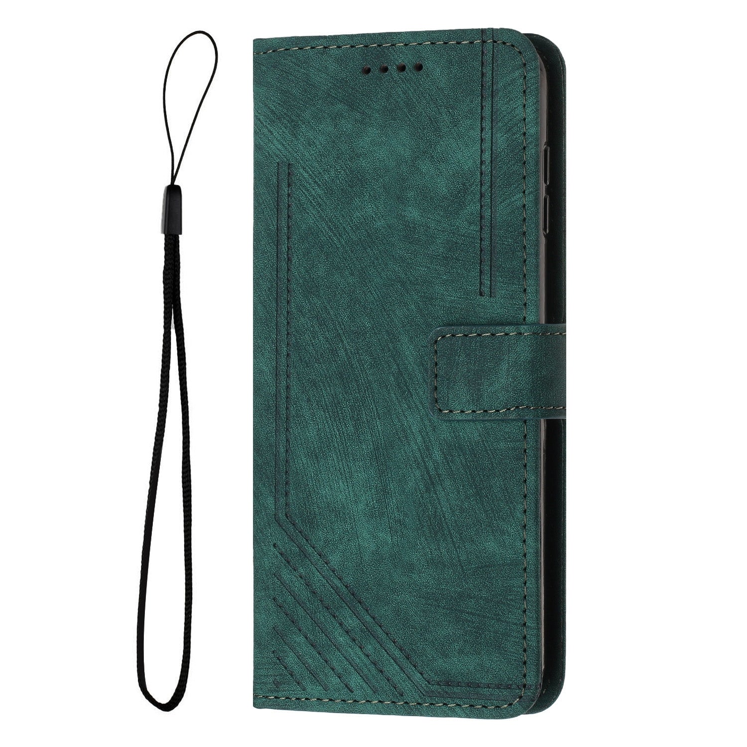 For Redmi 14C 4G Skin Feel Stripe Pattern Leather Phone Case(Green)