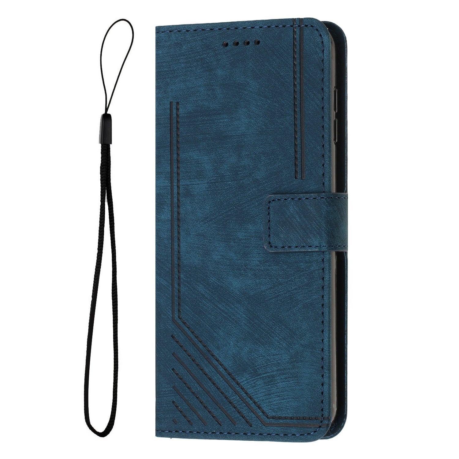 For Redmi 14C 4G Skin Feel Stripe Pattern Leather Phone Case(Blue)