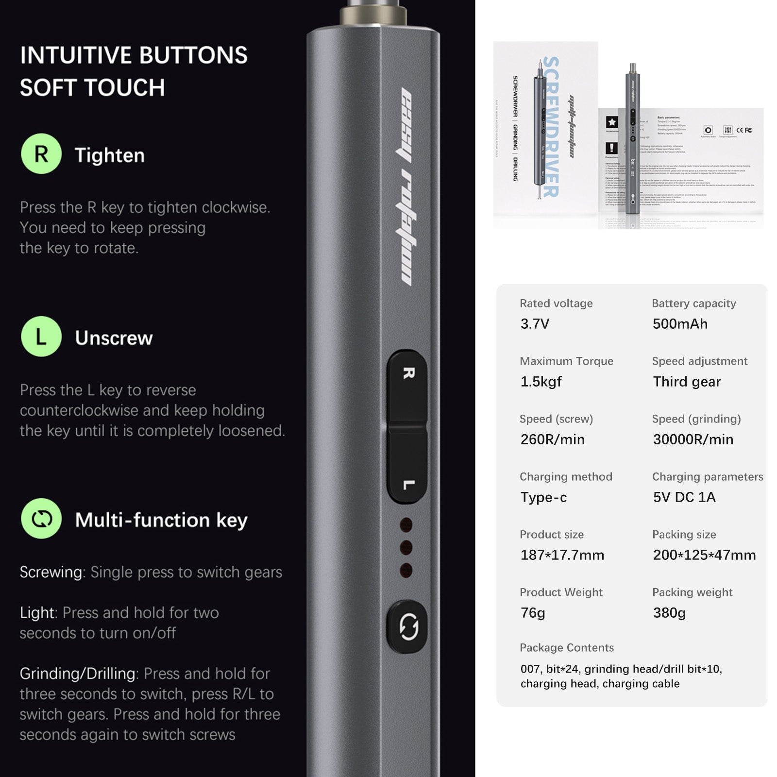 007 Adjustable Multifunctional Grinding Screwdriver Set