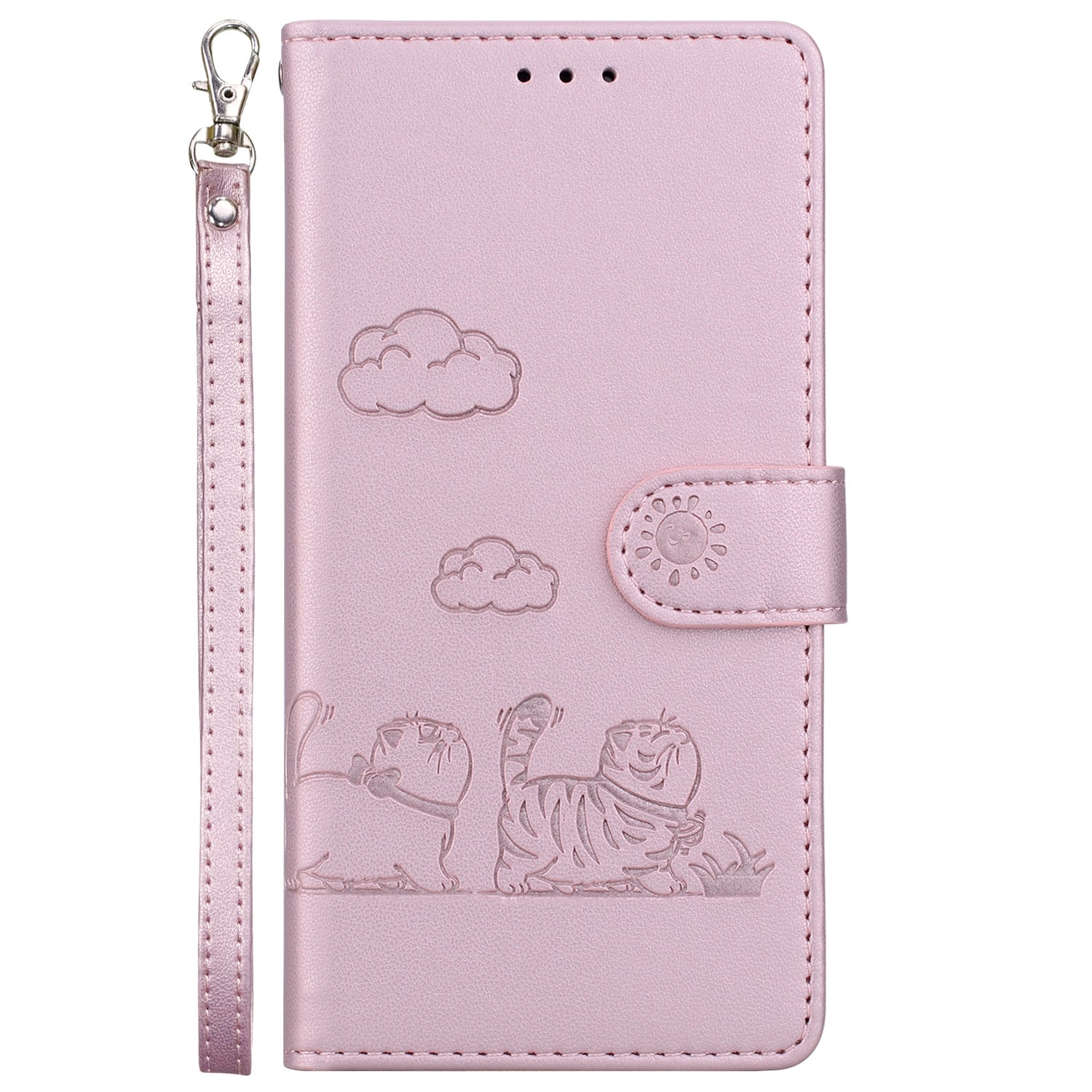 For Redmi 14C 4G Cute Cats RFID Leather Phone Case(Rose Gold)