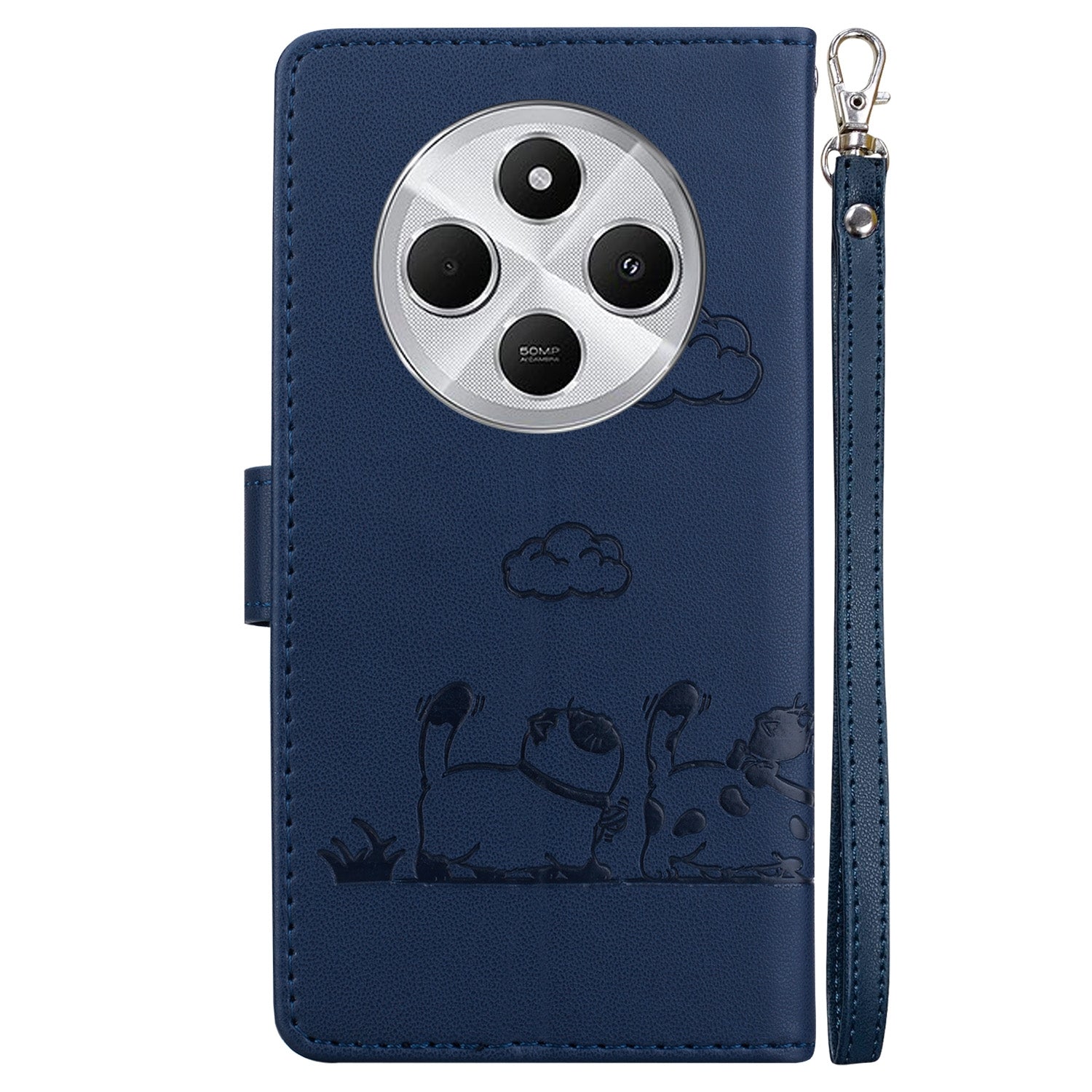 For Redmi 14C 4G Cute Cats RFID Leather Phone Case(Blue)