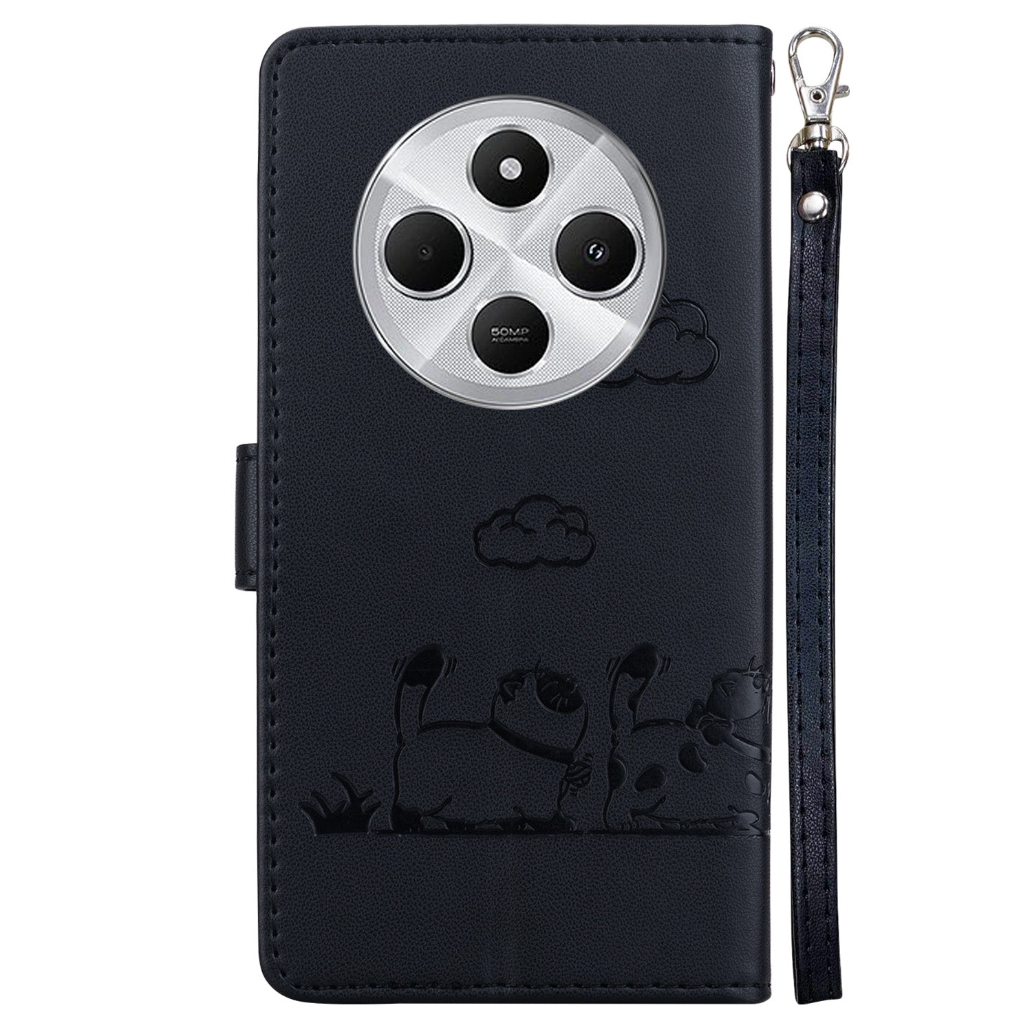 For Redmi 14C 4G Cute Cats RFID Leather Phone Case(Black)