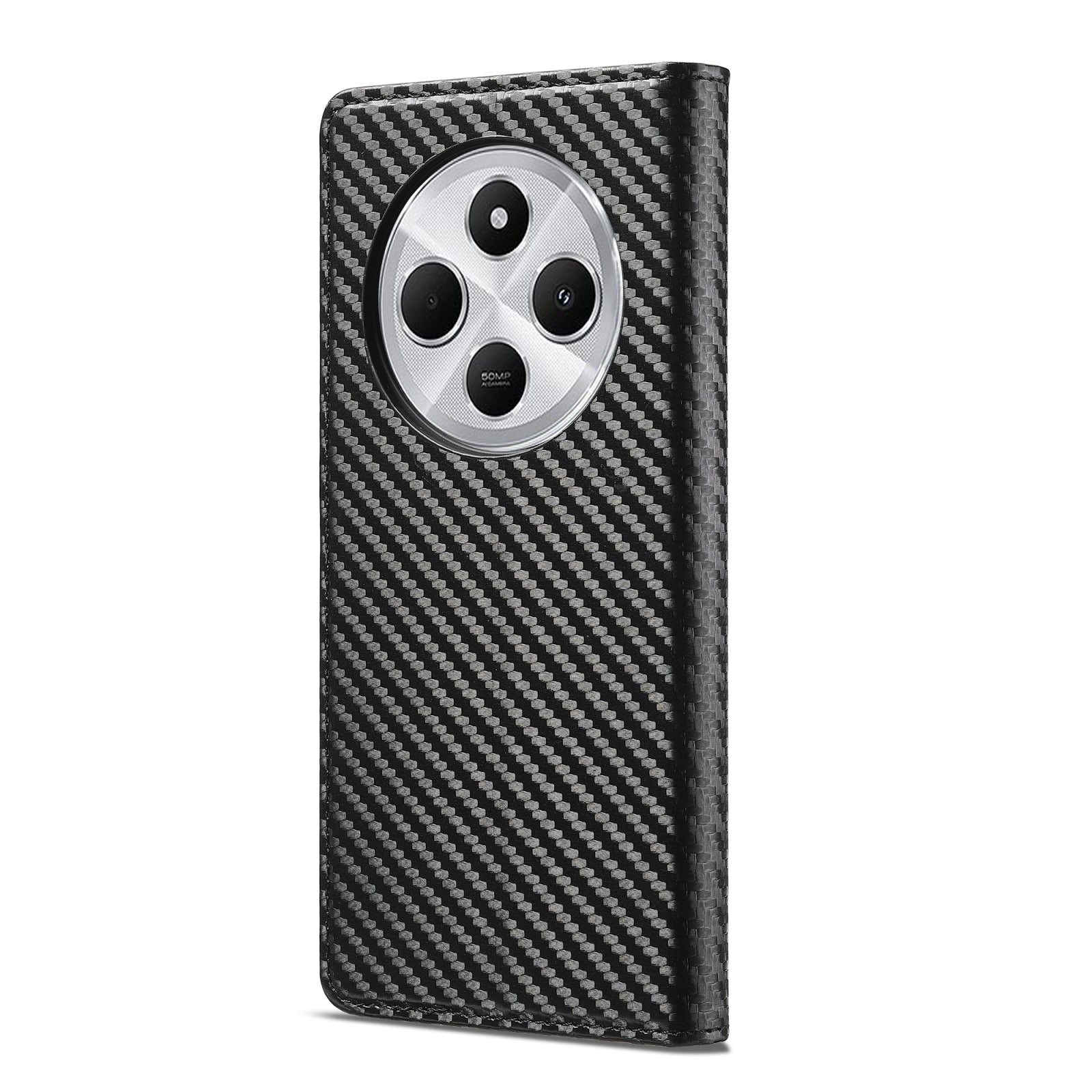 For Redmi 14C 4G LC.IMEEKE Carbon Fiber Texture Flip Leather Phone Case(Vertical Black)