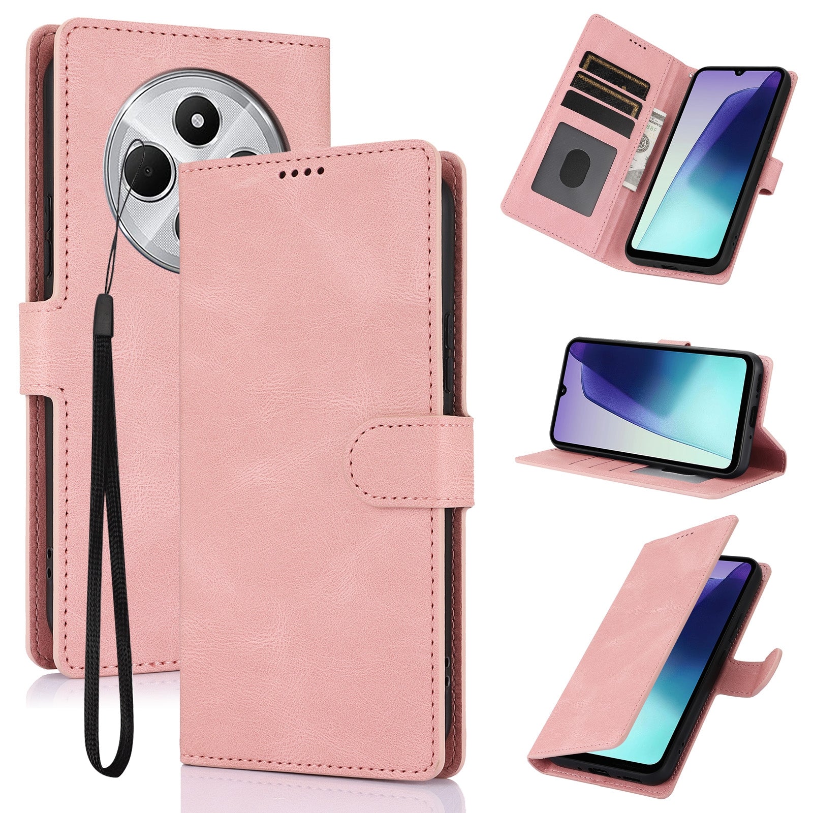 For Redmi 14C 4G Fantasy Skin-feel Calfskin Texture Leather Phone Case(Pink)