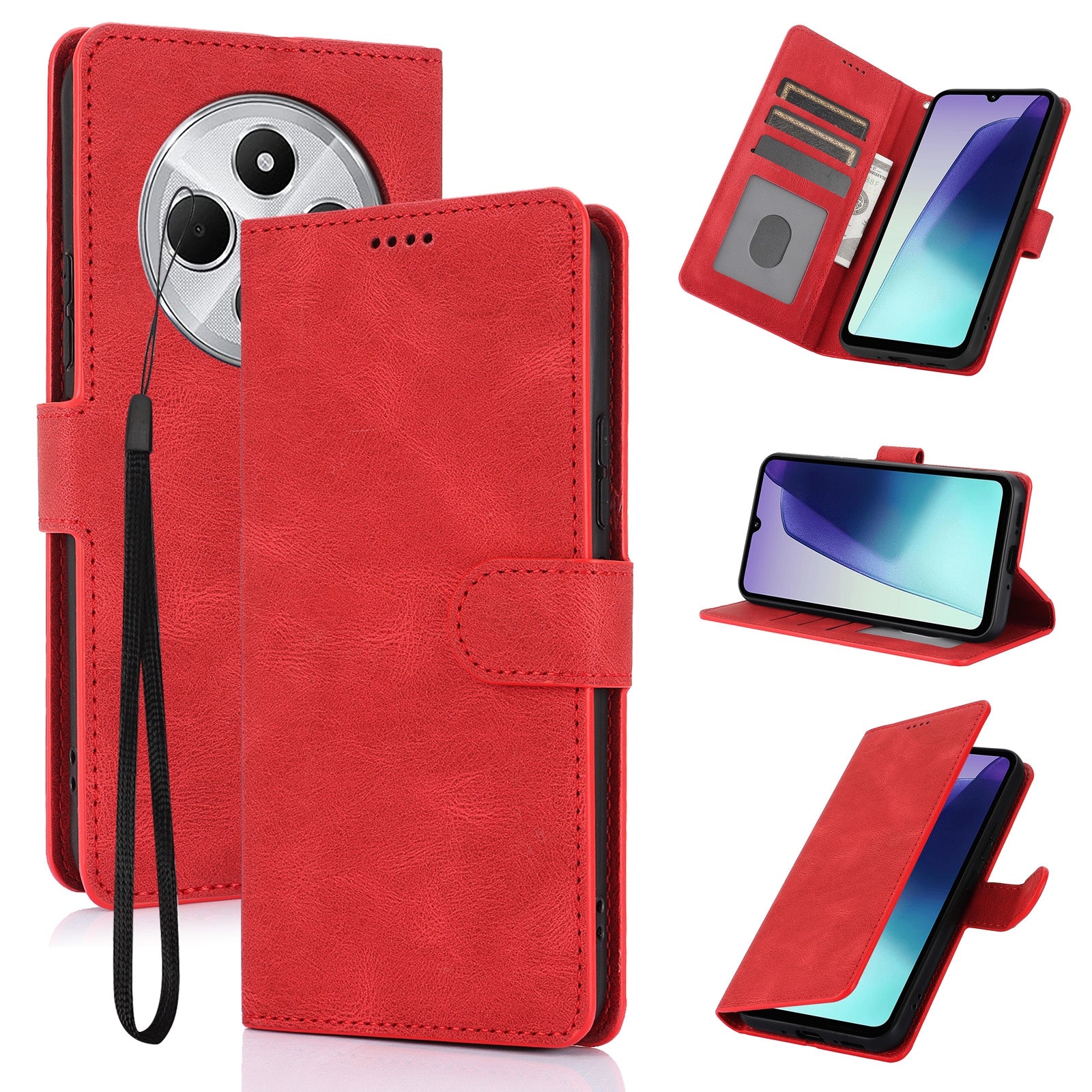 For Redmi 14C 4G Fantasy Skin-feel Calfskin Texture Leather Phone Case(Red)