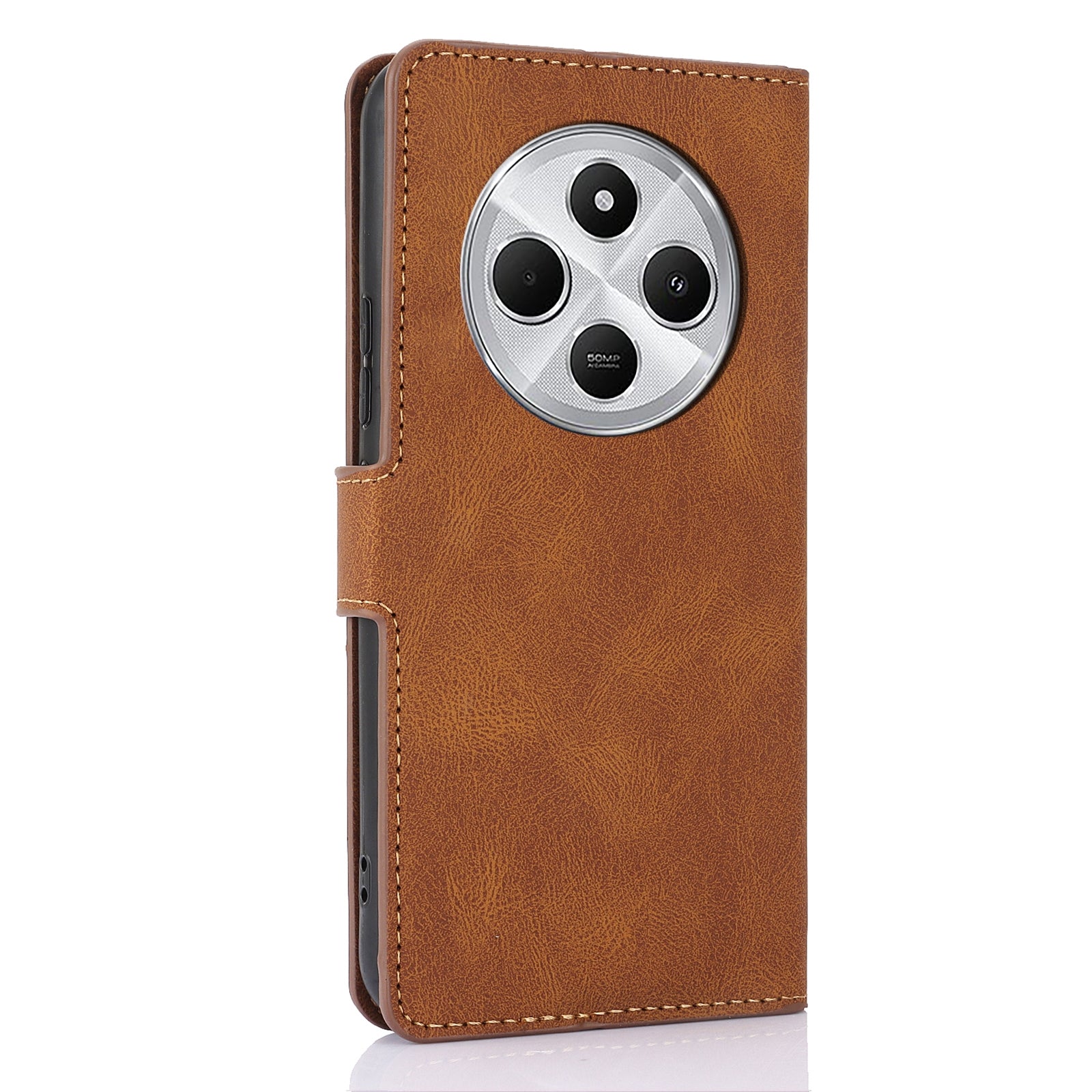 For Redmi 14C 4G Fantasy Skin-feel Calfskin Texture Leather Phone Case(Brown)