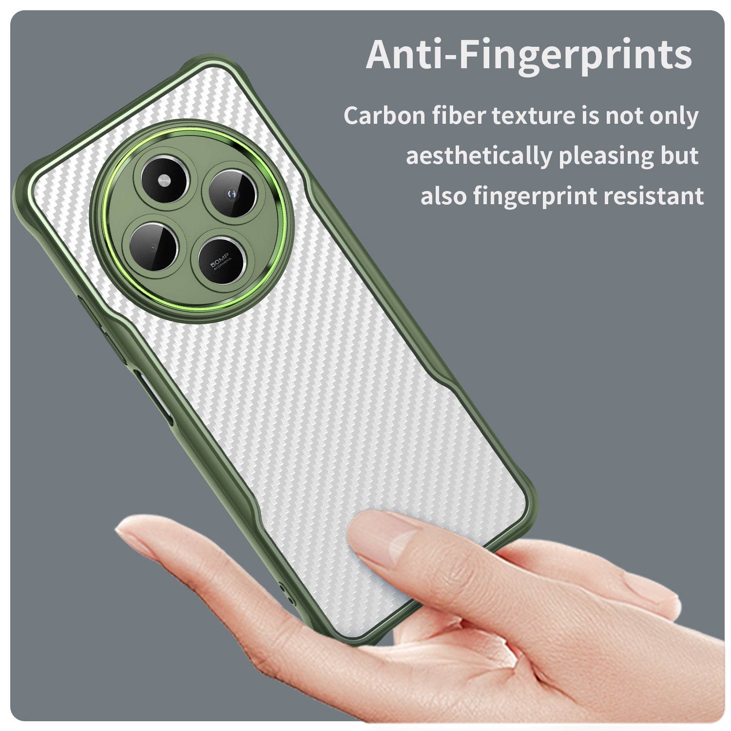 For Redmi 14C 4G Carbon Fiber Texture Translucent Phone Case(Green)