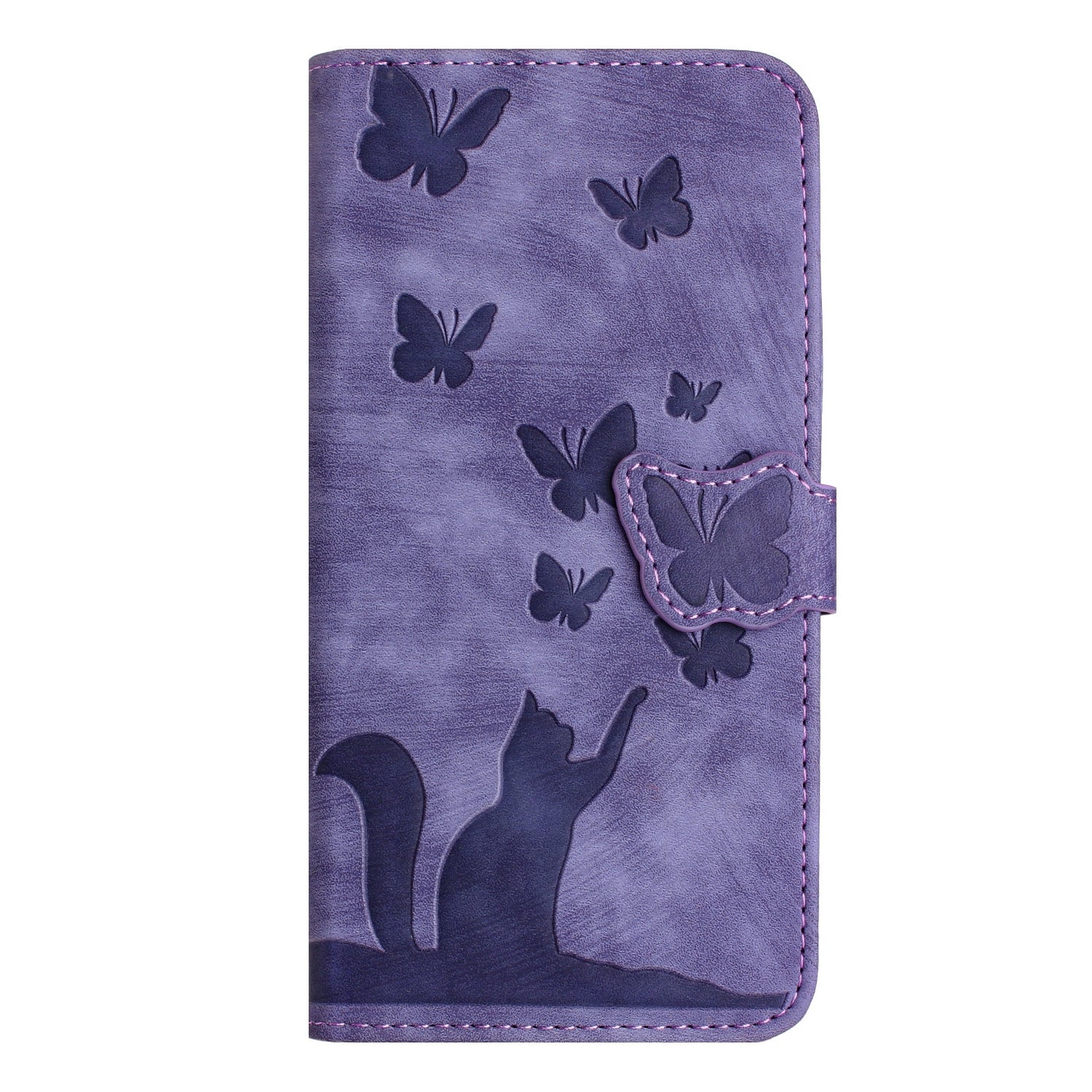 For Redmi 14C 4G Butterfly Cat Embossing Flip Leather Phone Case(Purple)