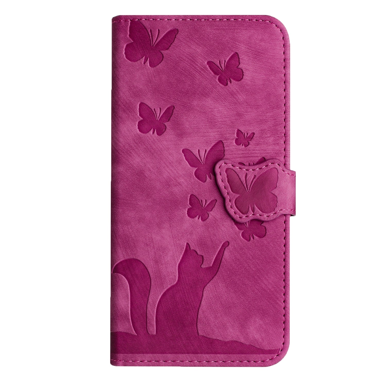 For Redmi 14C 4G Butterfly Cat Embossing Flip Leather Phone Case(Pink)