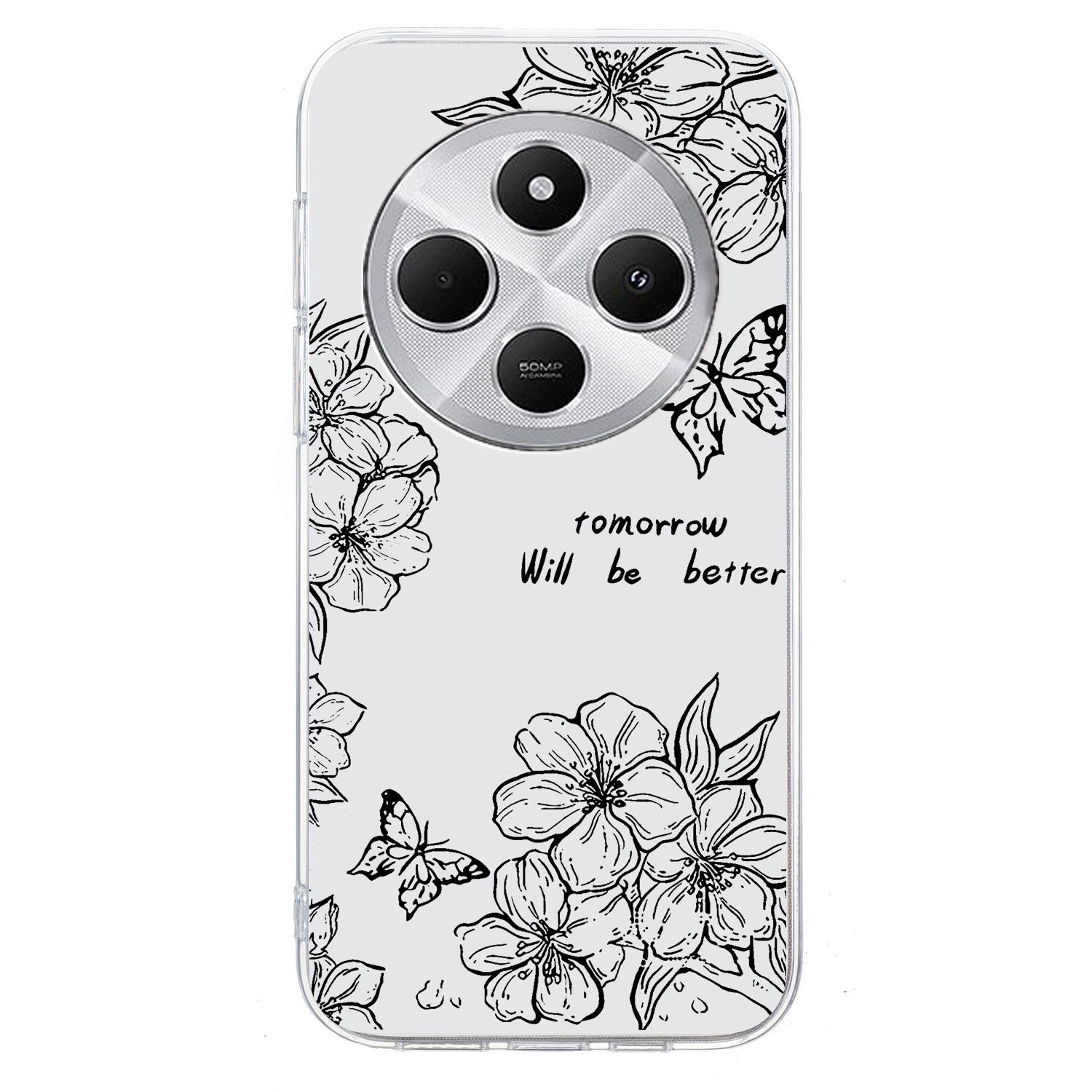 For Redmi 14C 4G Colorful Painting Pattern TPU Phone Case(Butterfly Flower)