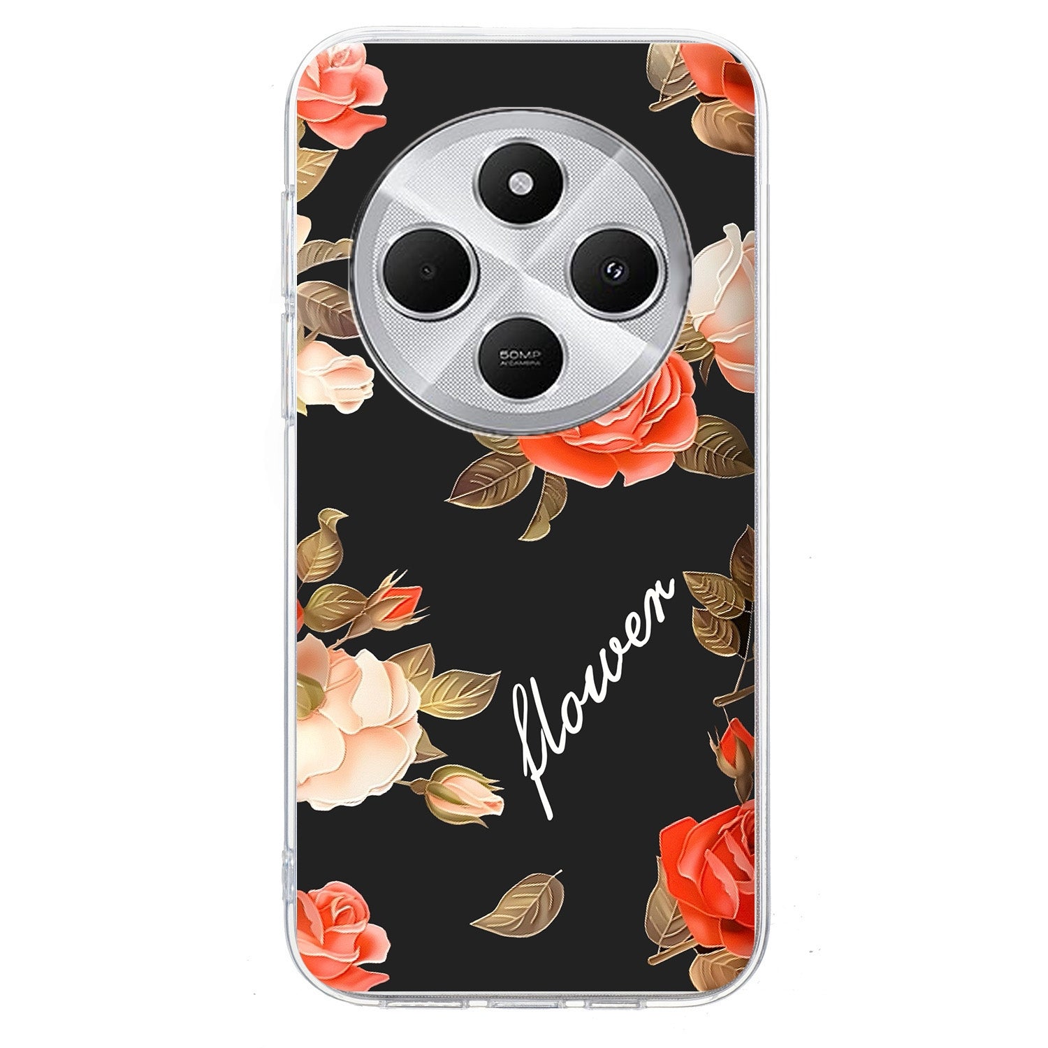 For Redmi 14C 4G Colorful Painting Pattern TPU Phone Case(Flowers On Black)