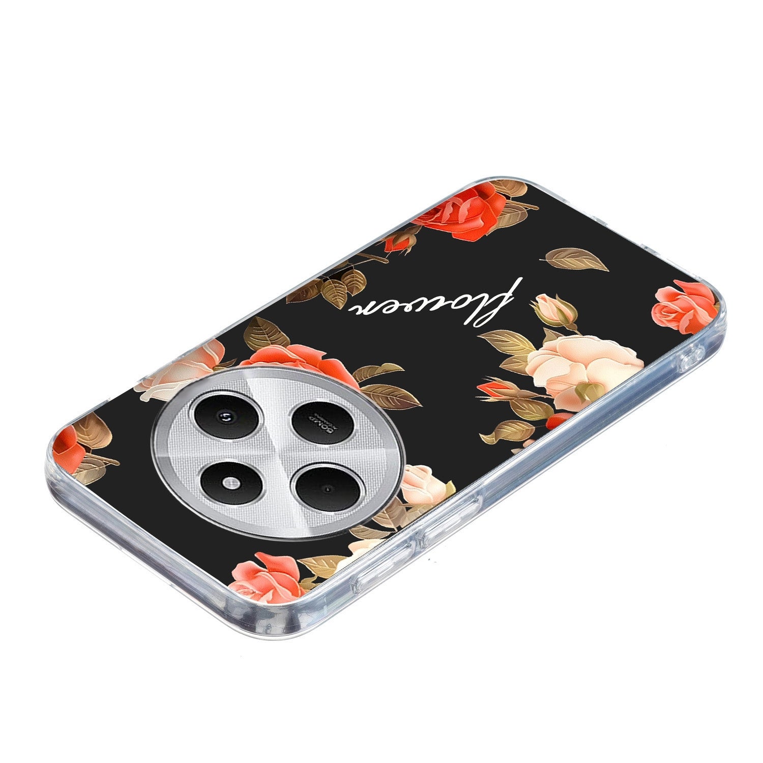 For Redmi 14C 4G Colorful Painting Pattern TPU Phone Case(Flowers On Black)