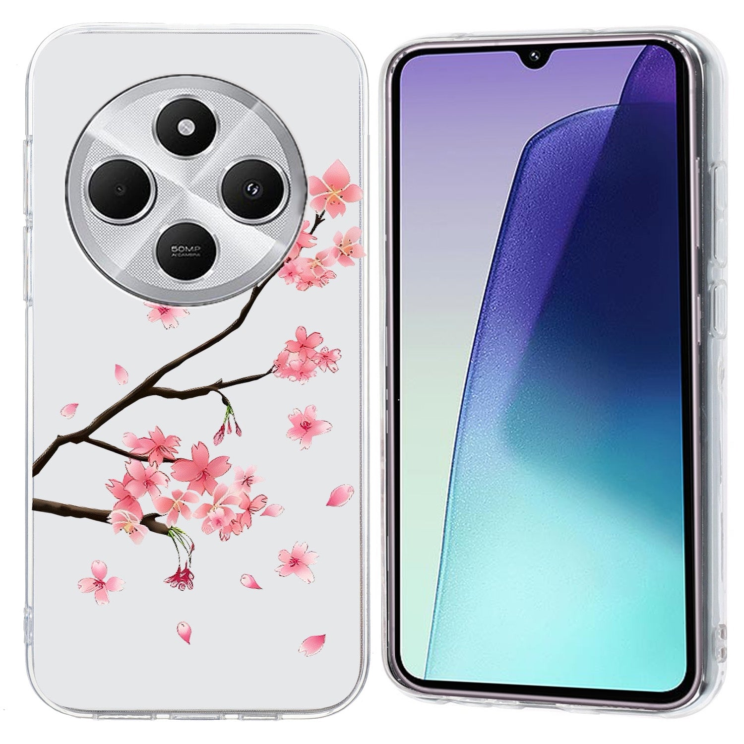 For Redmi 14C 4G Colorful Painting Pattern TPU Phone Case(Plum Blossom)