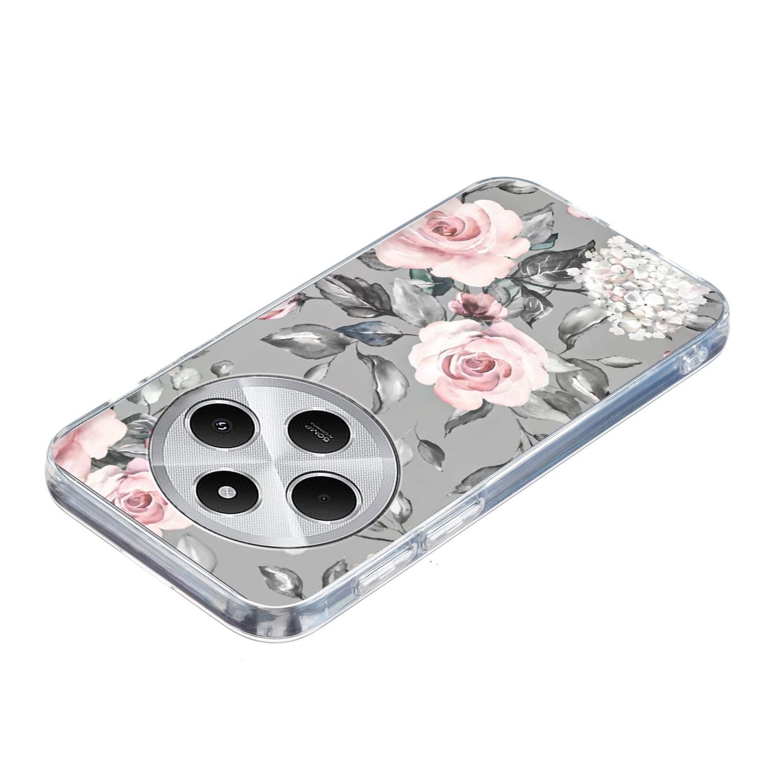 For Redmi 14C 4G Colorful Painting Pattern TPU Phone Case(Flowers On Grey)