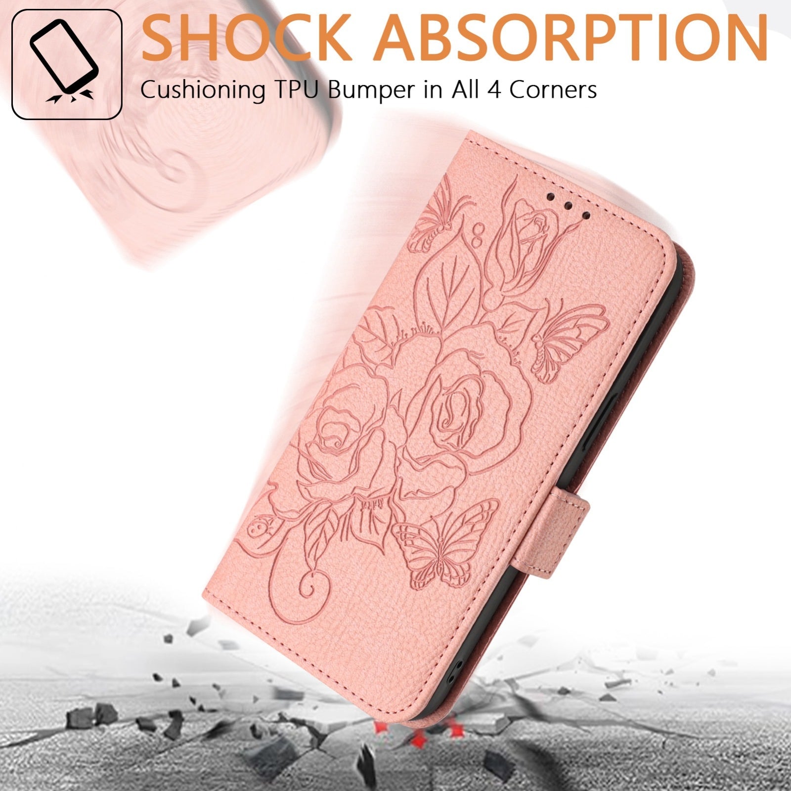 For Redmi 14C 4G Embossed Rose RFID Anti-theft Leather Phone Case(Pink)