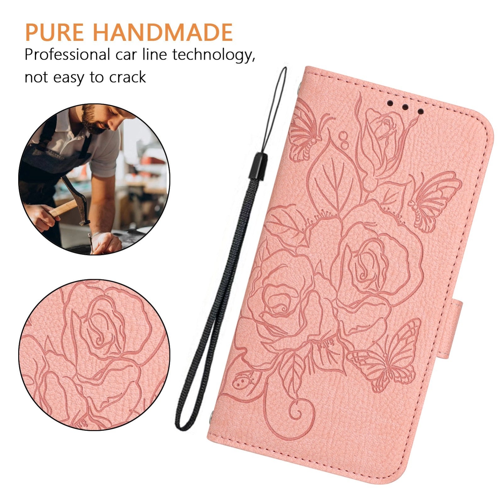 For Redmi 14C 4G Embossed Rose RFID Anti-theft Leather Phone Case(Pink)