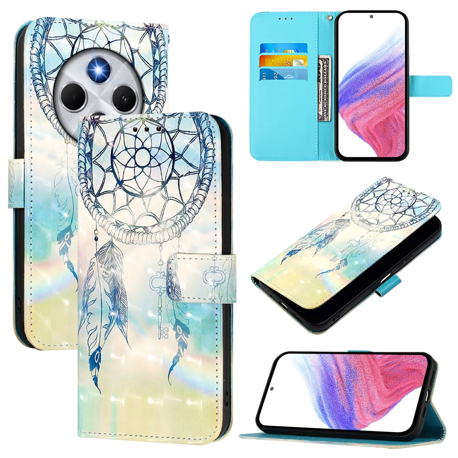 For Redmi 14C 4G 3D Painting Horizontal Flip Leather Phone Case(Dream Wind Chimes)