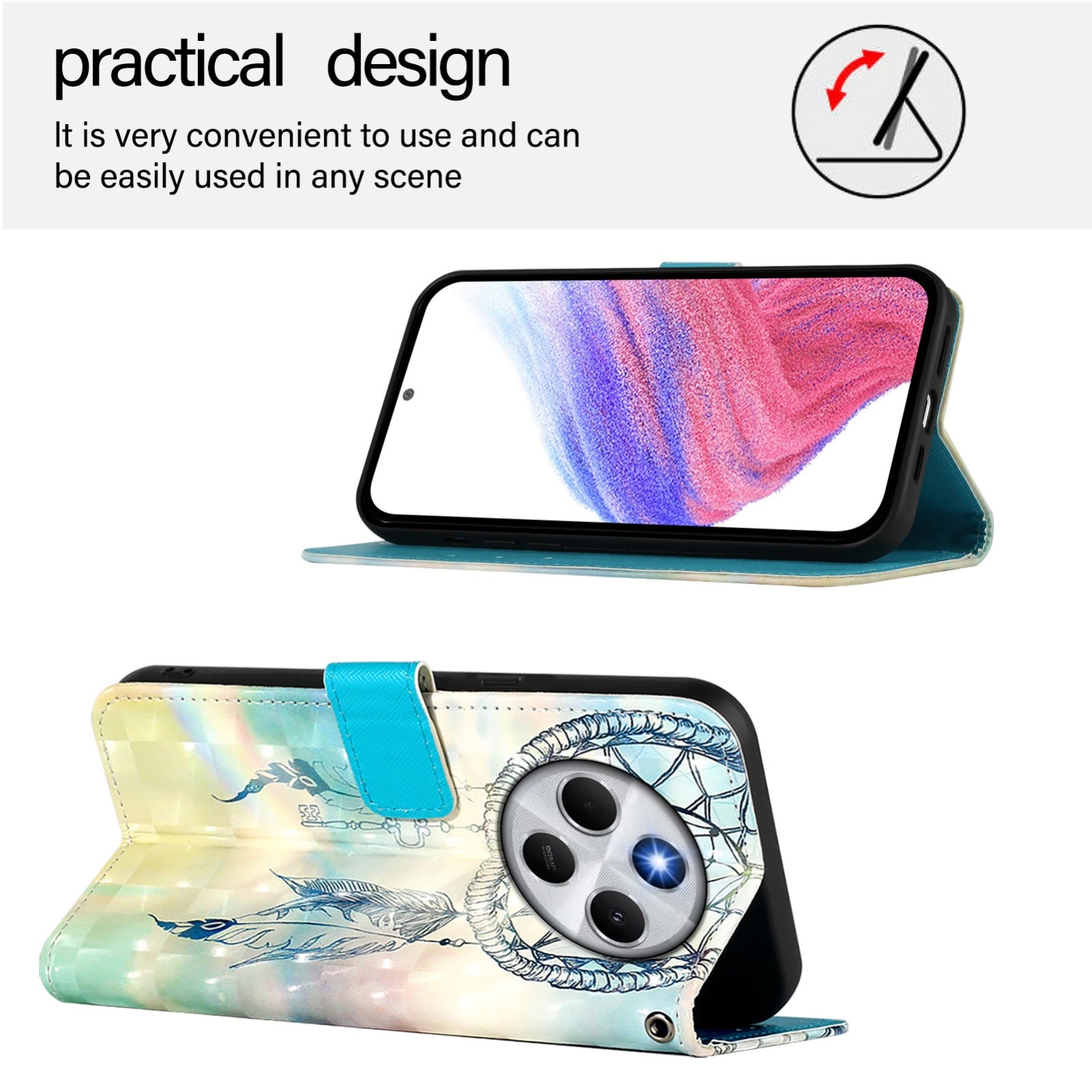 For Redmi 14C 4G 3D Painting Horizontal Flip Leather Phone Case(Dream Wind Chimes)