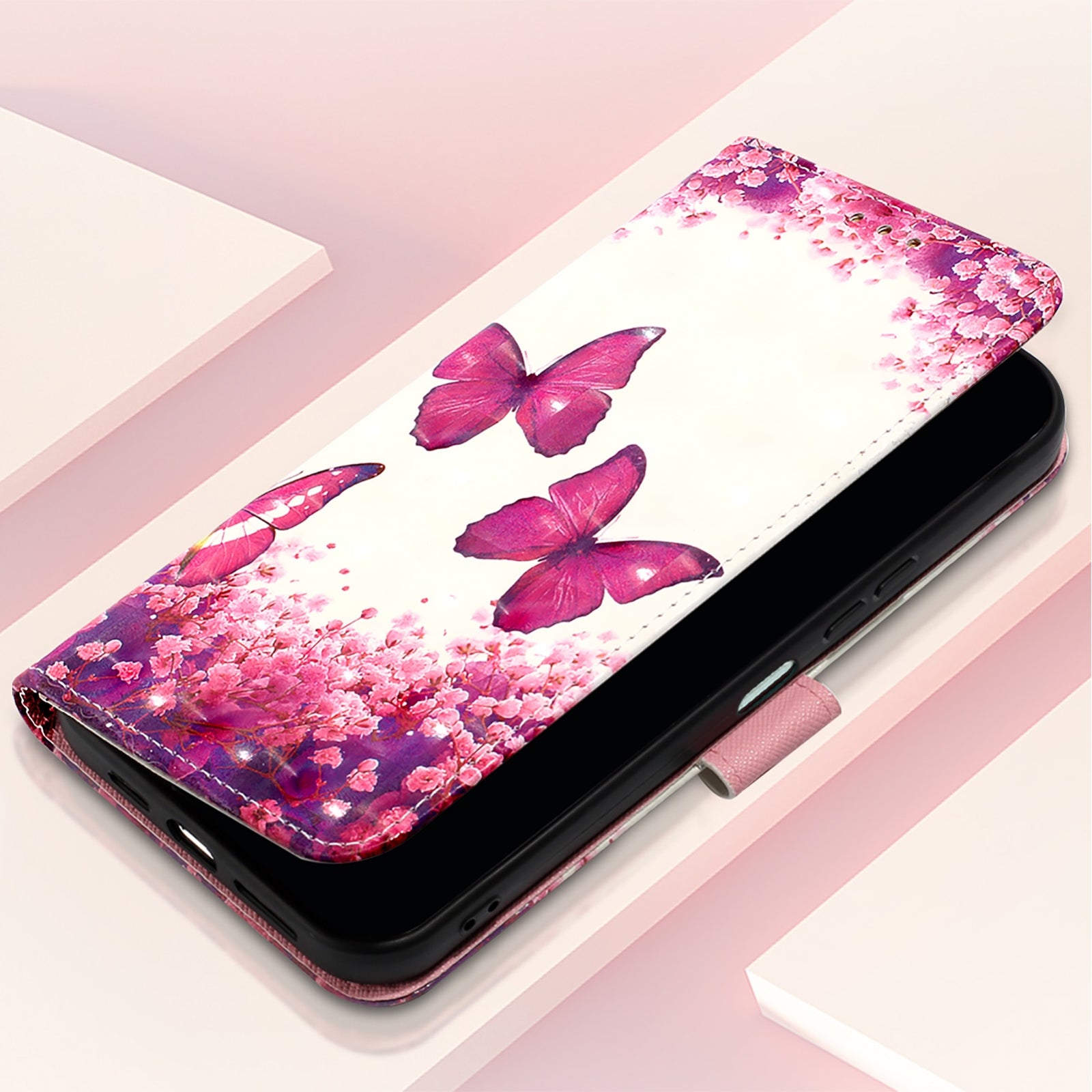 For Redmi 14C 4G 3D Painting Horizontal Flip Leather Phone Case(Rose Butterfly)