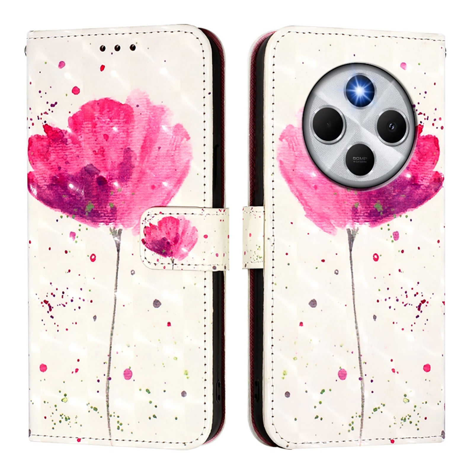 For Redmi 14C 4G 3D Painting Horizontal Flip Leather Phone Case(Flower)