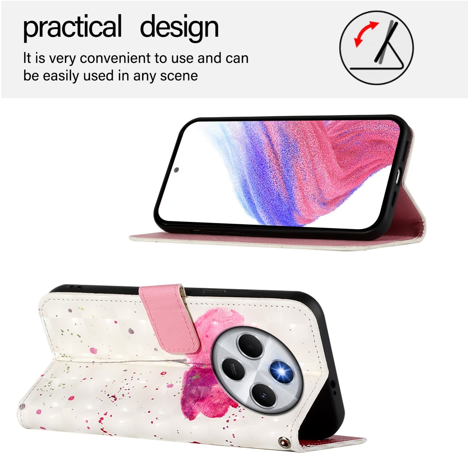 For Redmi 14C 4G 3D Painting Horizontal Flip Leather Phone Case(Flower)