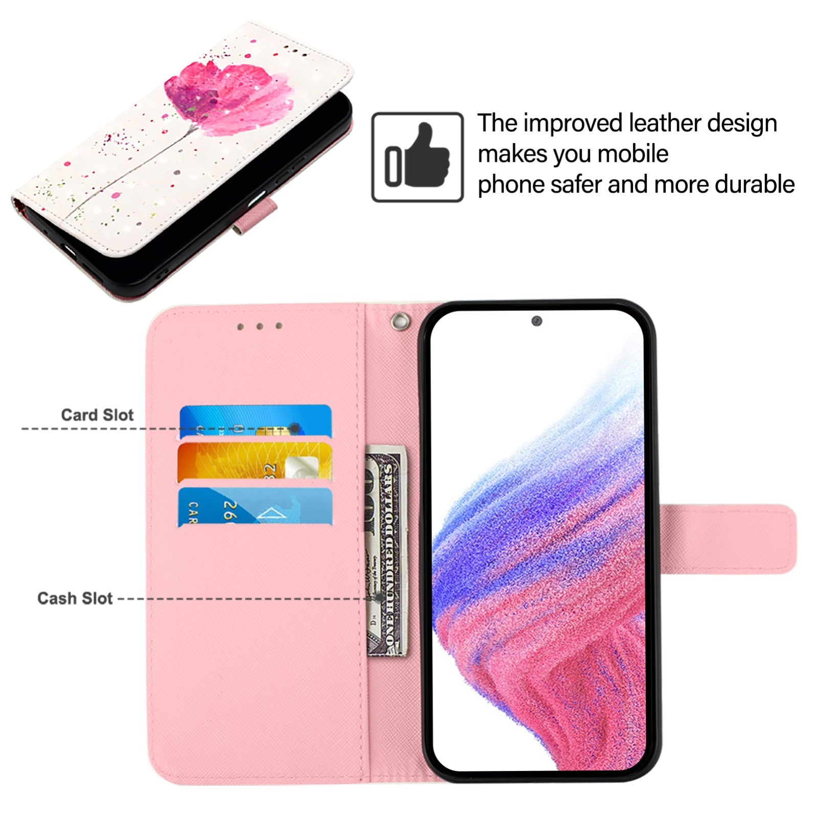 For Redmi 14C 4G 3D Painting Horizontal Flip Leather Phone Case(Flower)