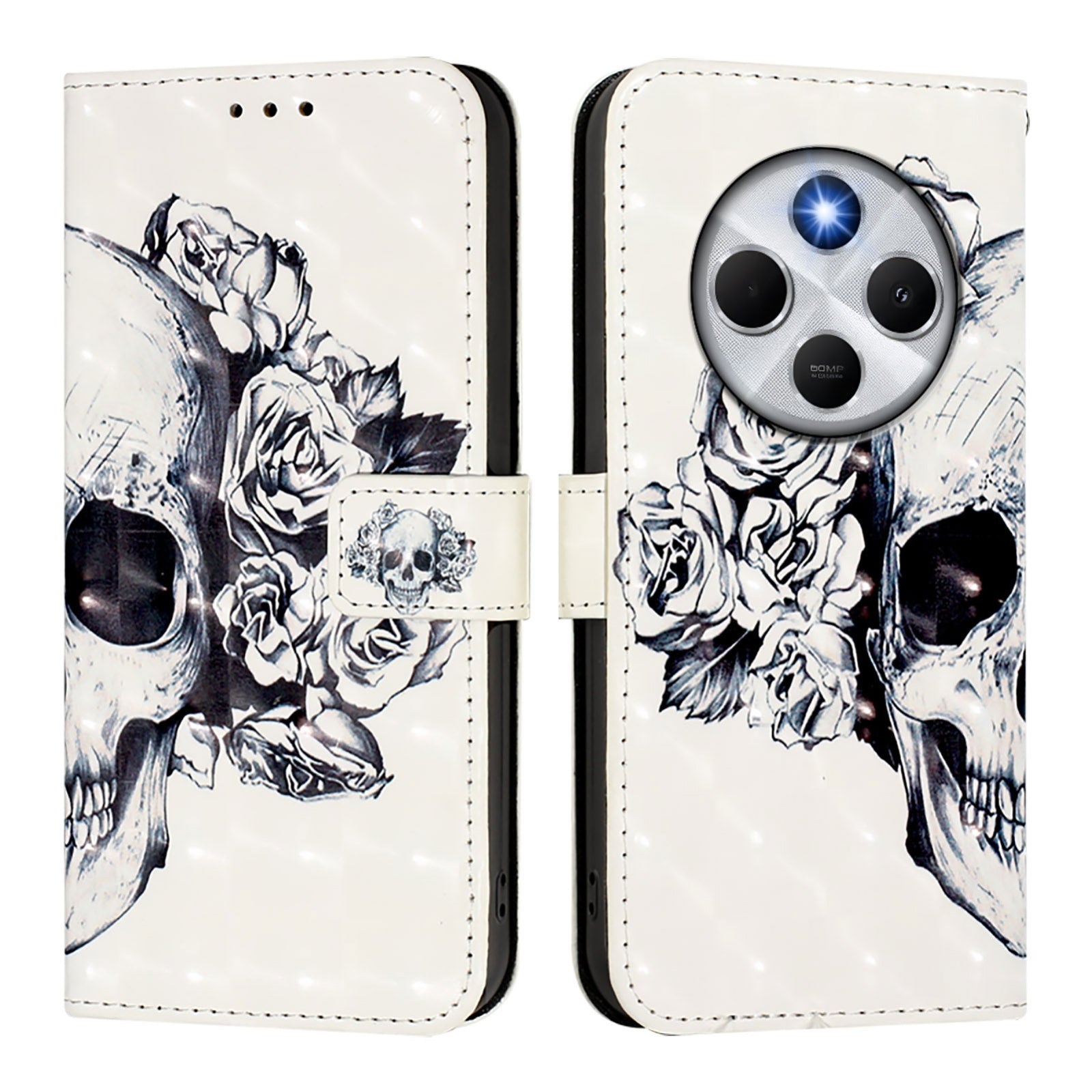 For Redmi 14C 4G 3D Painting Horizontal Flip Leather Phone Case(Skull)