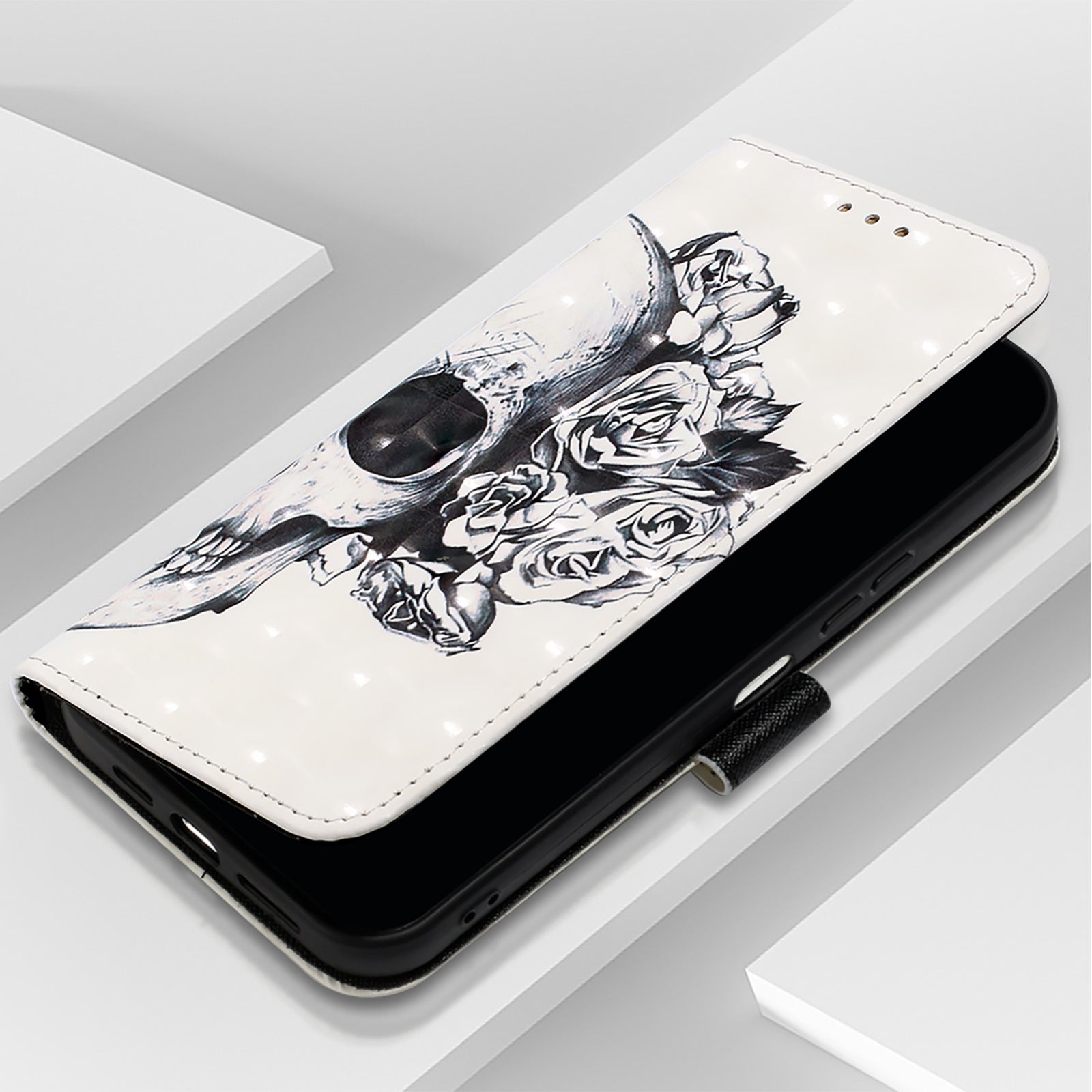 For Redmi 14C 4G 3D Painting Horizontal Flip Leather Phone Case(Skull)