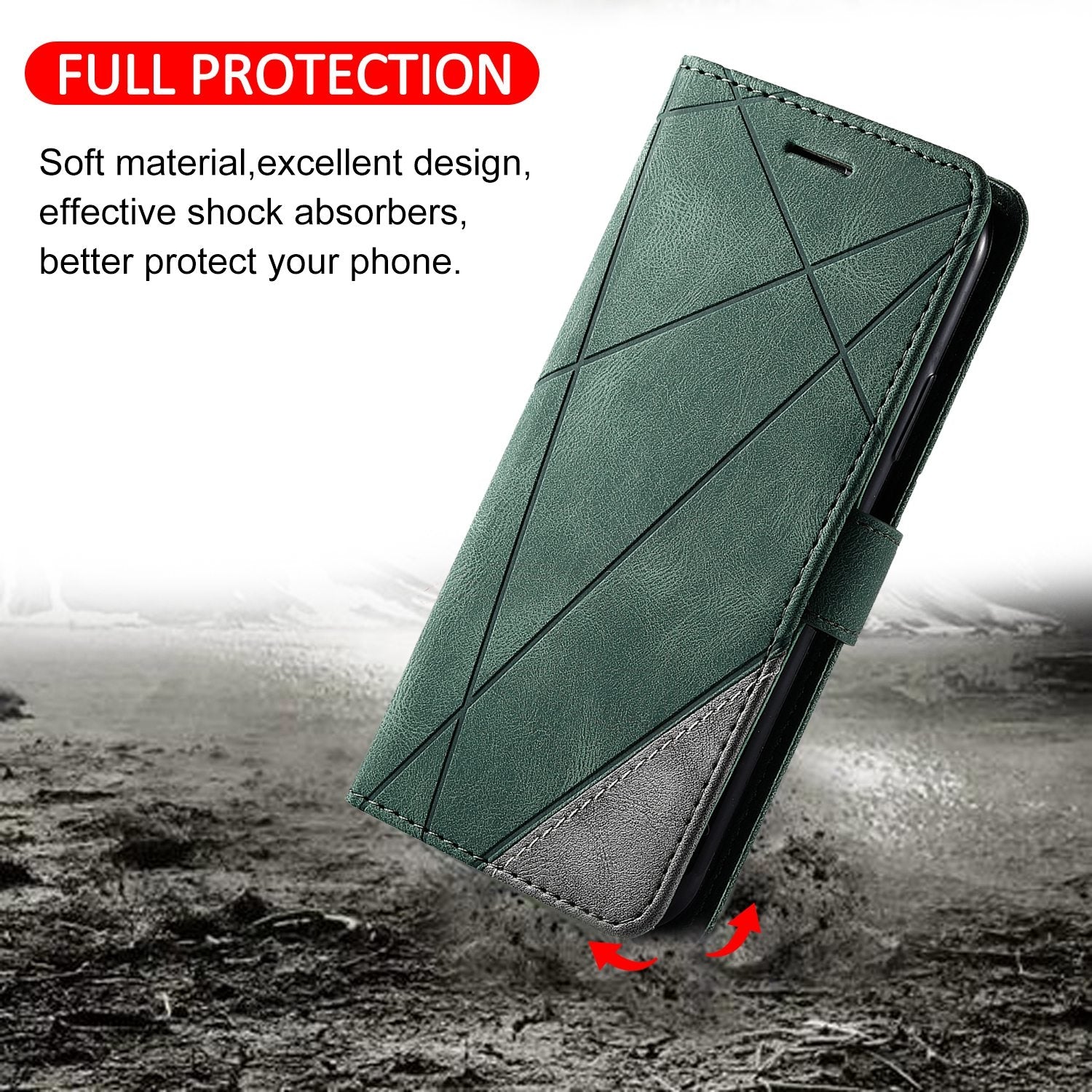 For Redmi 14C 4G Skin Feel Splicing Leather Phone Case(Green)