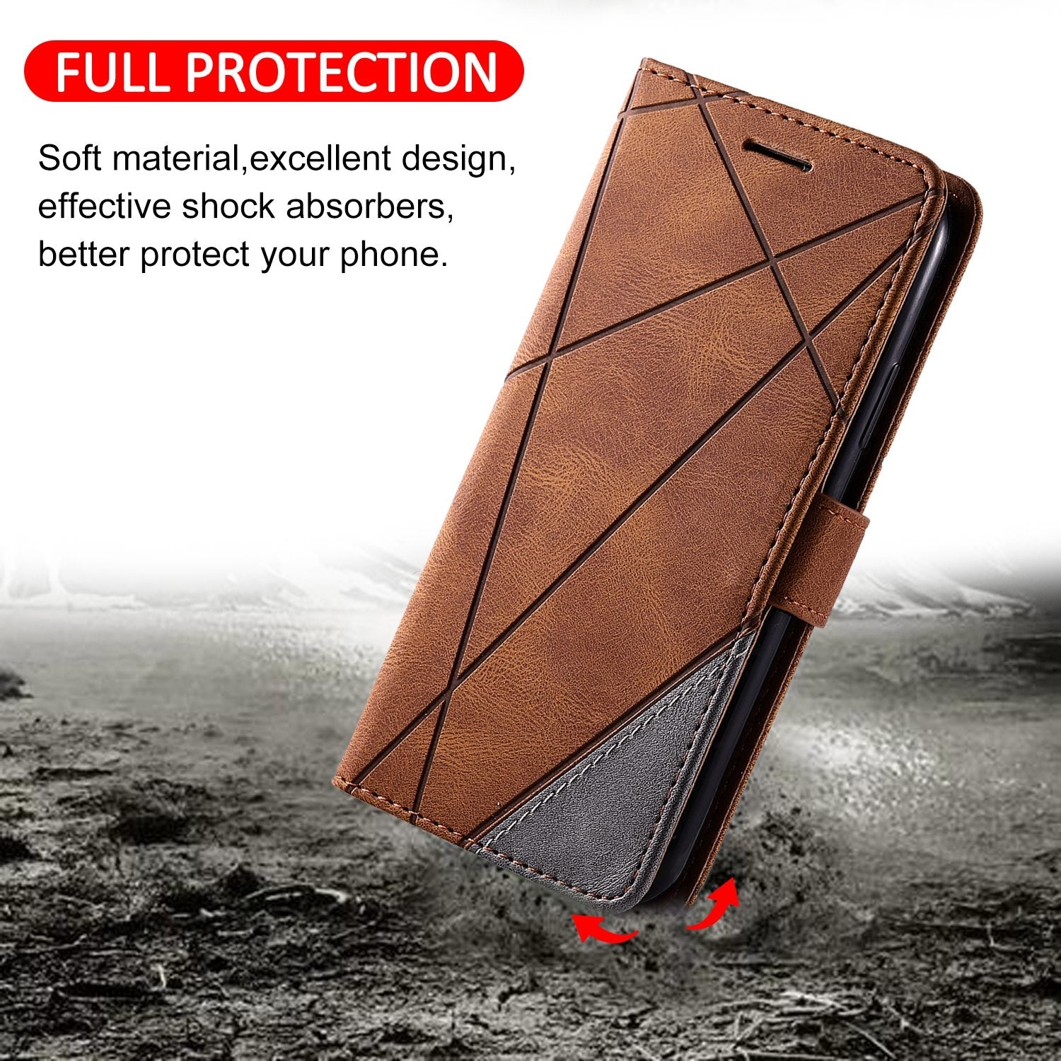 For Redmi 14C 4G Skin Feel Splicing Leather Phone Case(Brown)