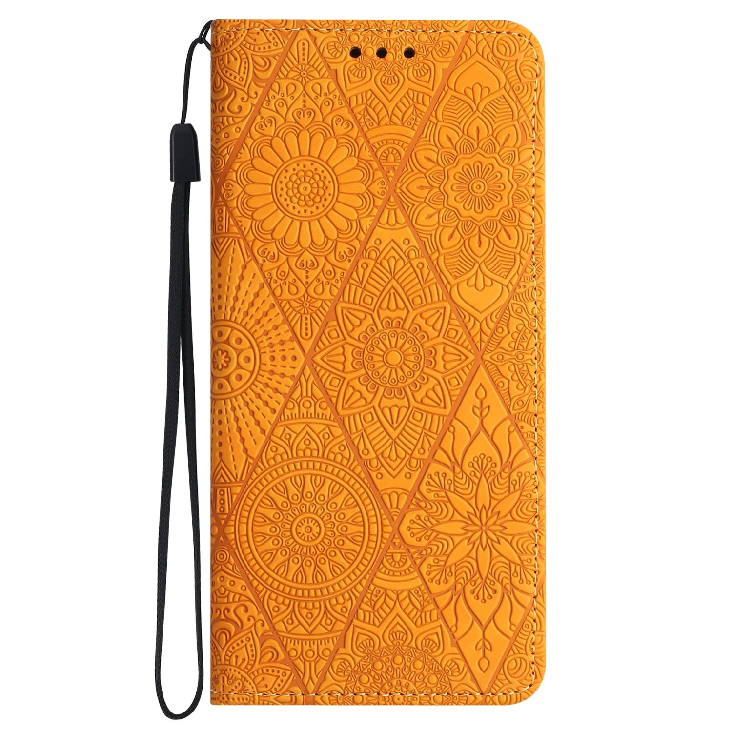 For Redmi 14C 4G Ethnic Embossed Adsorption Leather Phone Case(Yellow)