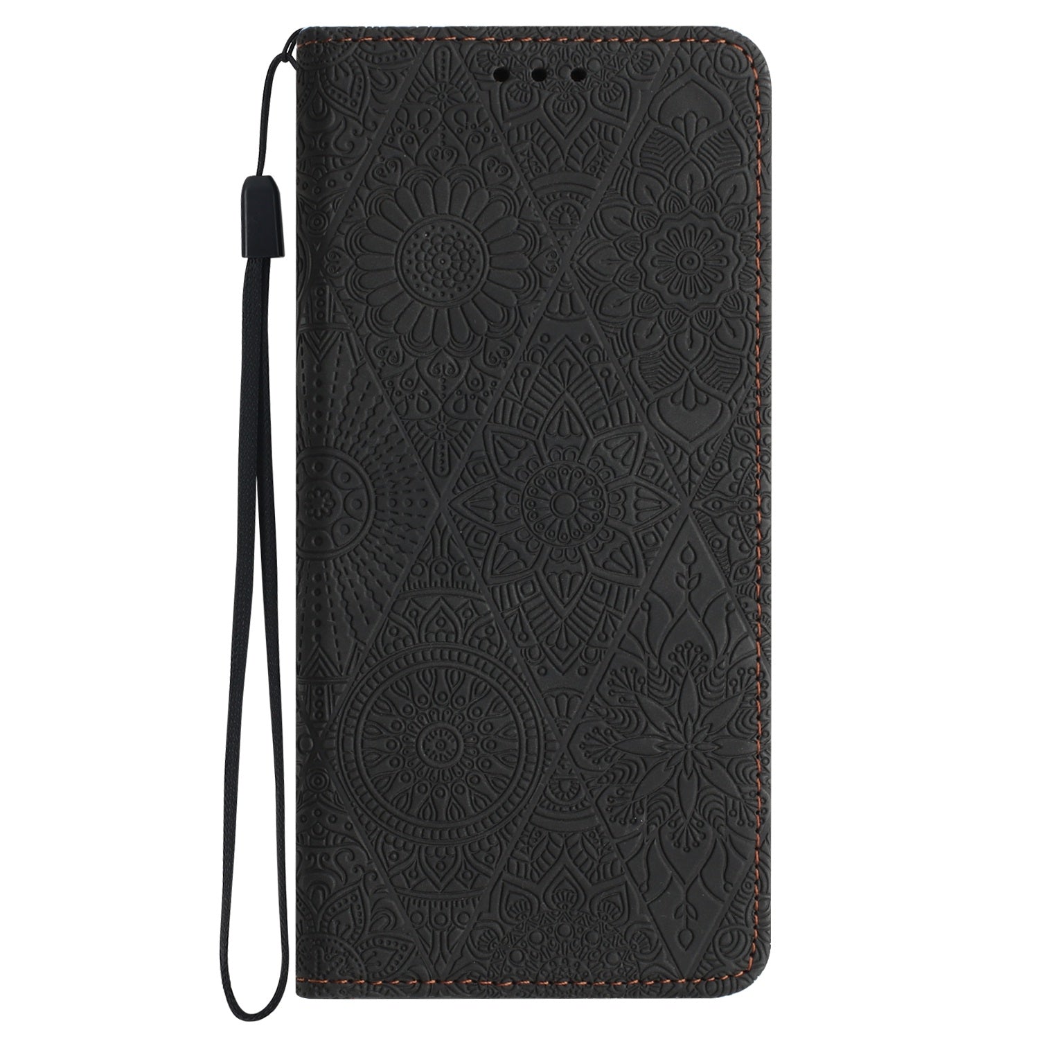 For Redmi 14C 4G Ethnic Embossed Adsorption Leather Phone Case(Black)