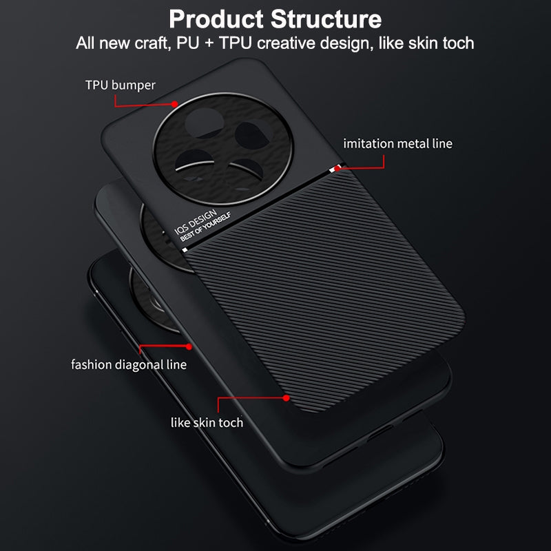 For Redmi 14C 4G Classic Tilt Strip Grain Magnetic PC Hybrid TPU Phone Case(Black)