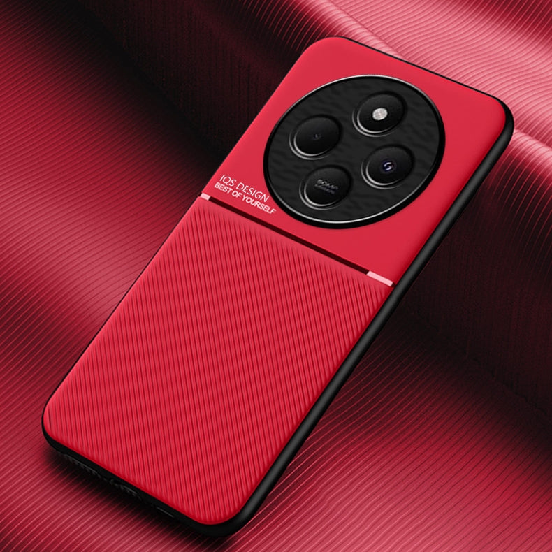 For Redmi 14C 4G Classic Tilt Strip Grain Magnetic PC Hybrid TPU Phone Case(Red)