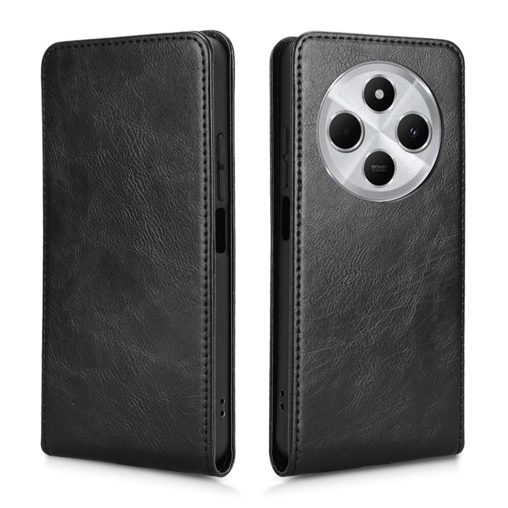 For Redmi 14C 4G / 14R 5G Magnetic Vertical Flip Leather Phone Case(Black)