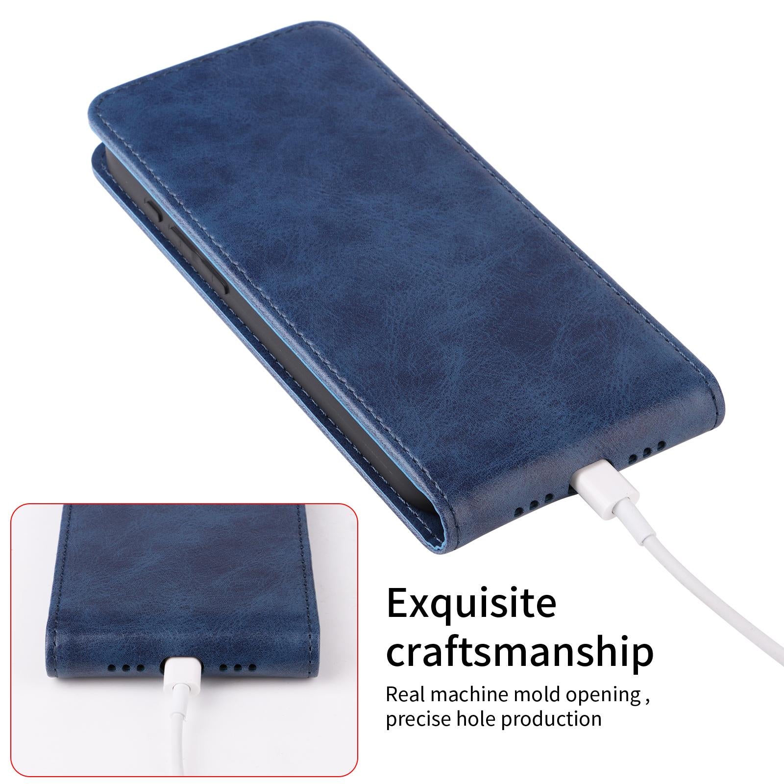 For Redmi 14C 4G / 14R 5G Magnetic Vertical Flip Leather Phone Case(Blue)