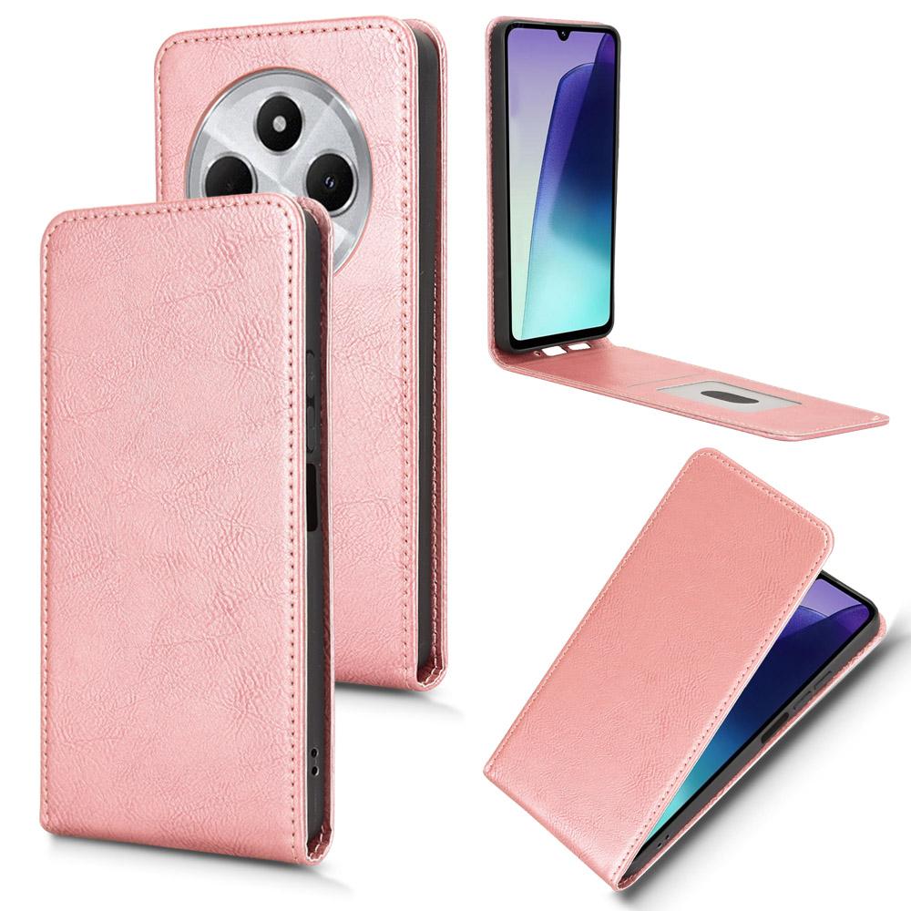 For Redmi 14C 4G / 14R 5G Magnetic Vertical Flip Leather Phone Case(Rose Gold)